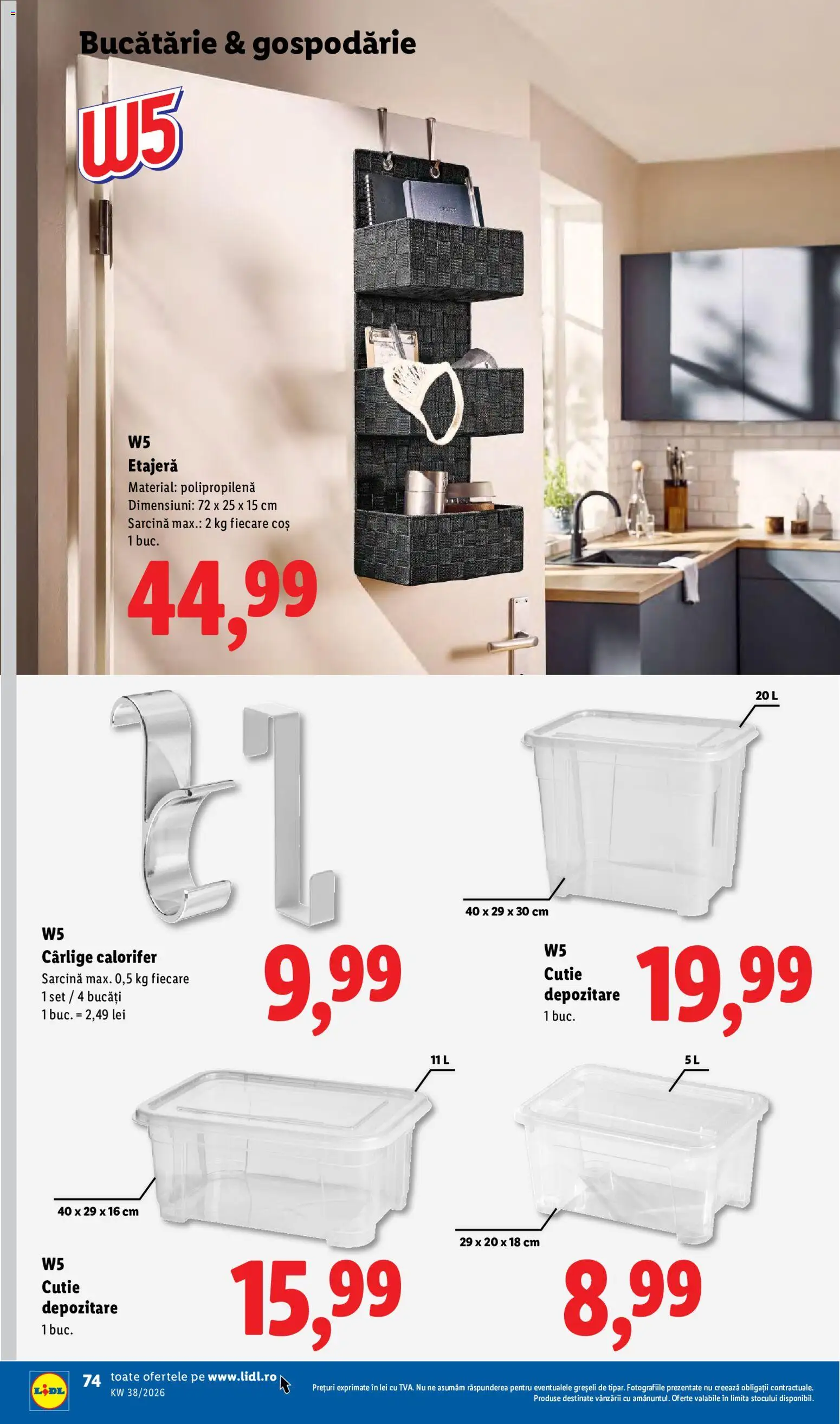 Catalog LIDL 14 - 19 Septembrie 2026 | Pagina 74 | Produse: Bucătărie, Cutie, Calorifer, Etajeră