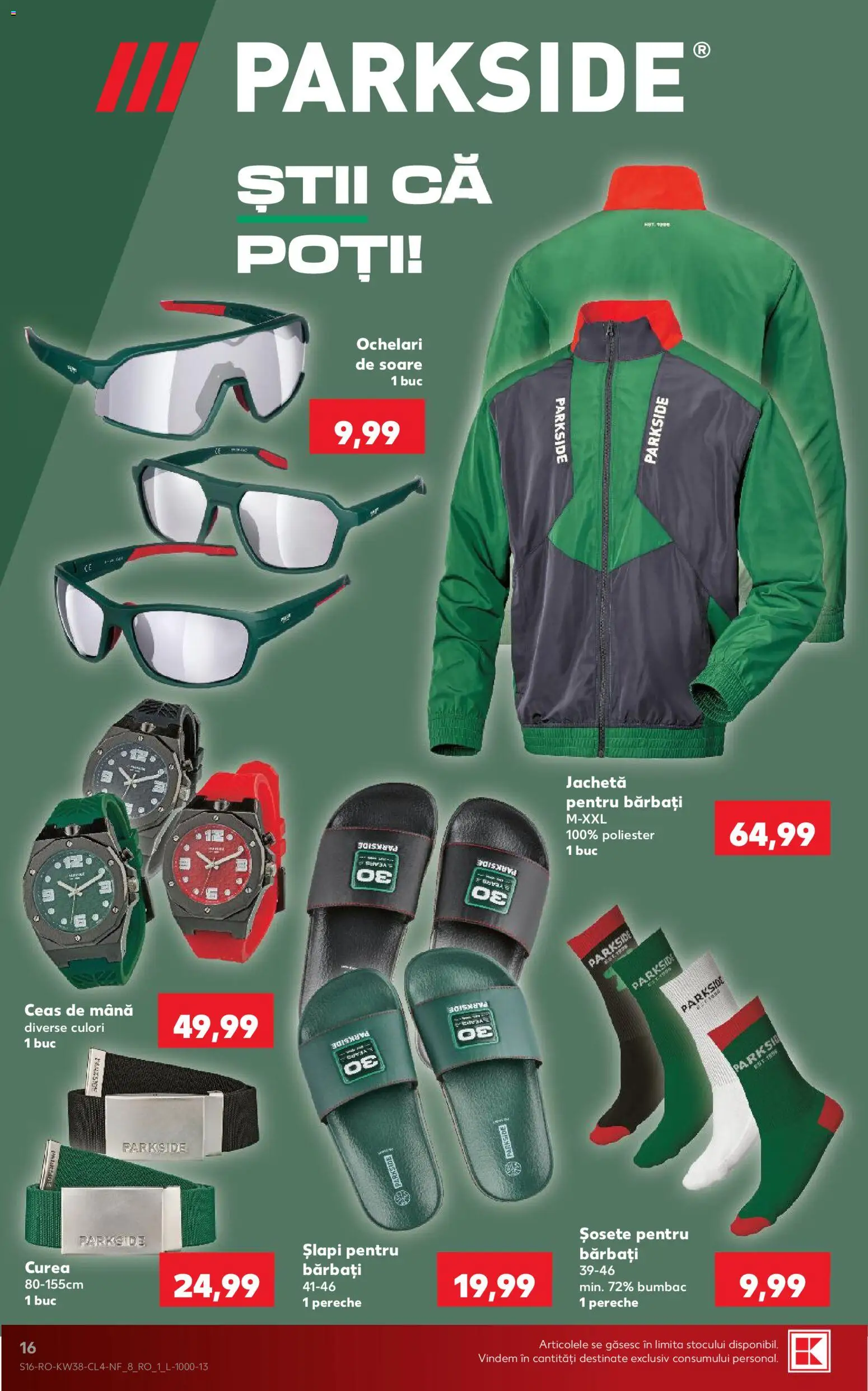 Catalog Kaufland 16 - 21 Septembrie 2026 | Pagina 16 | Produse: Jachetă, Ochelari de soare, Parkside, Șlapi