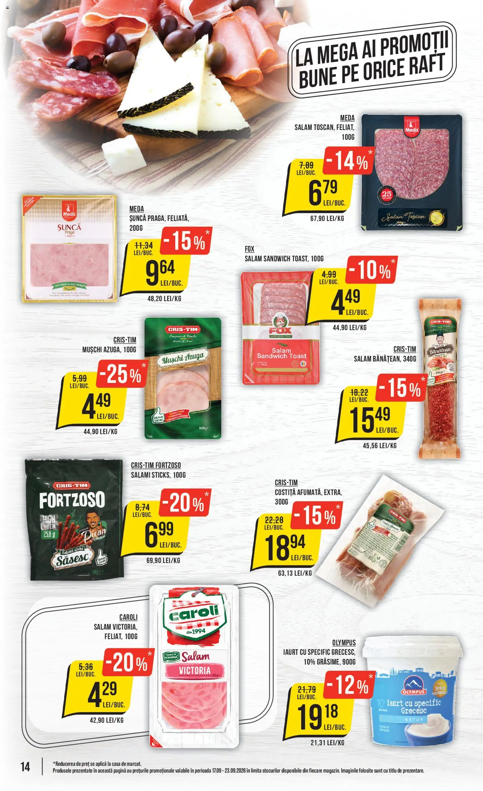 Catalog Mega Image 17 - 22 Septembrie 2026 | Pagina 14 | Produse: Aplică, Raft, Mușchi, Salam