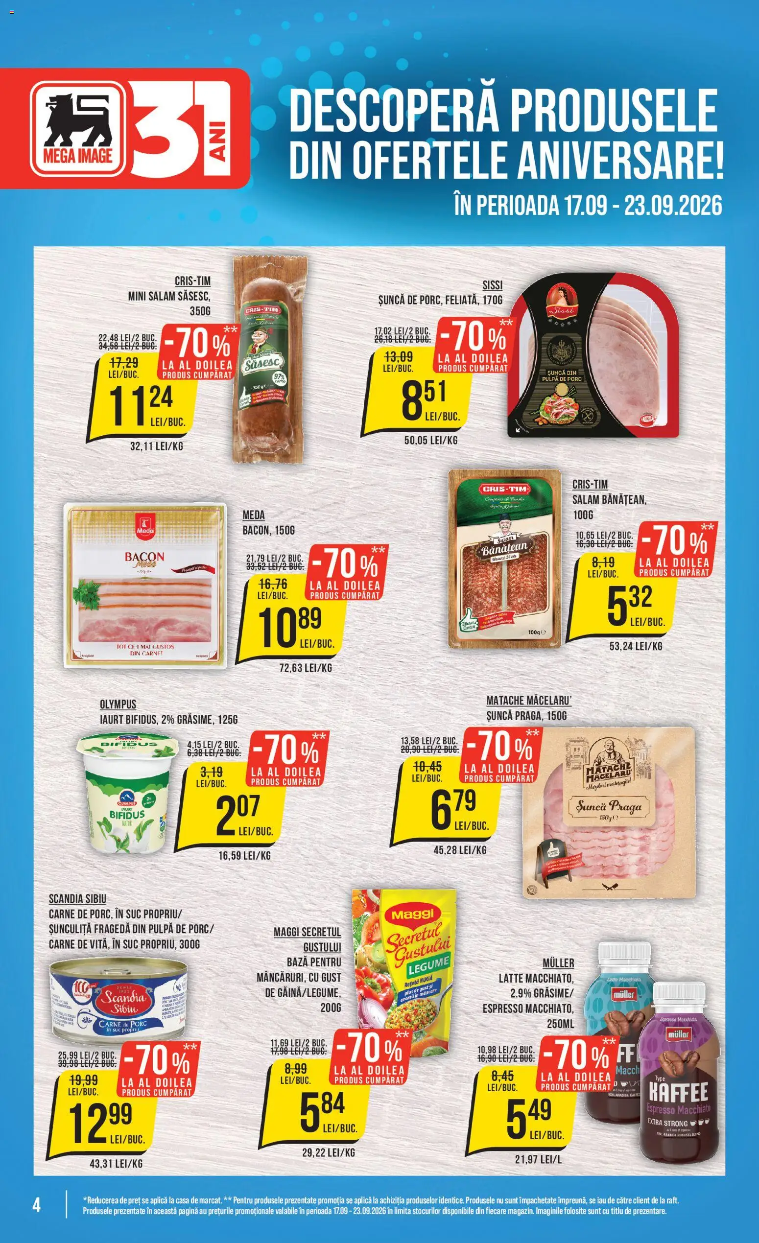 Catalog Mega Image 17 - 22 Septembrie 2026 | Pagina 4 | Produse: Sunca praga, Salam, Carne De Porc, Legume