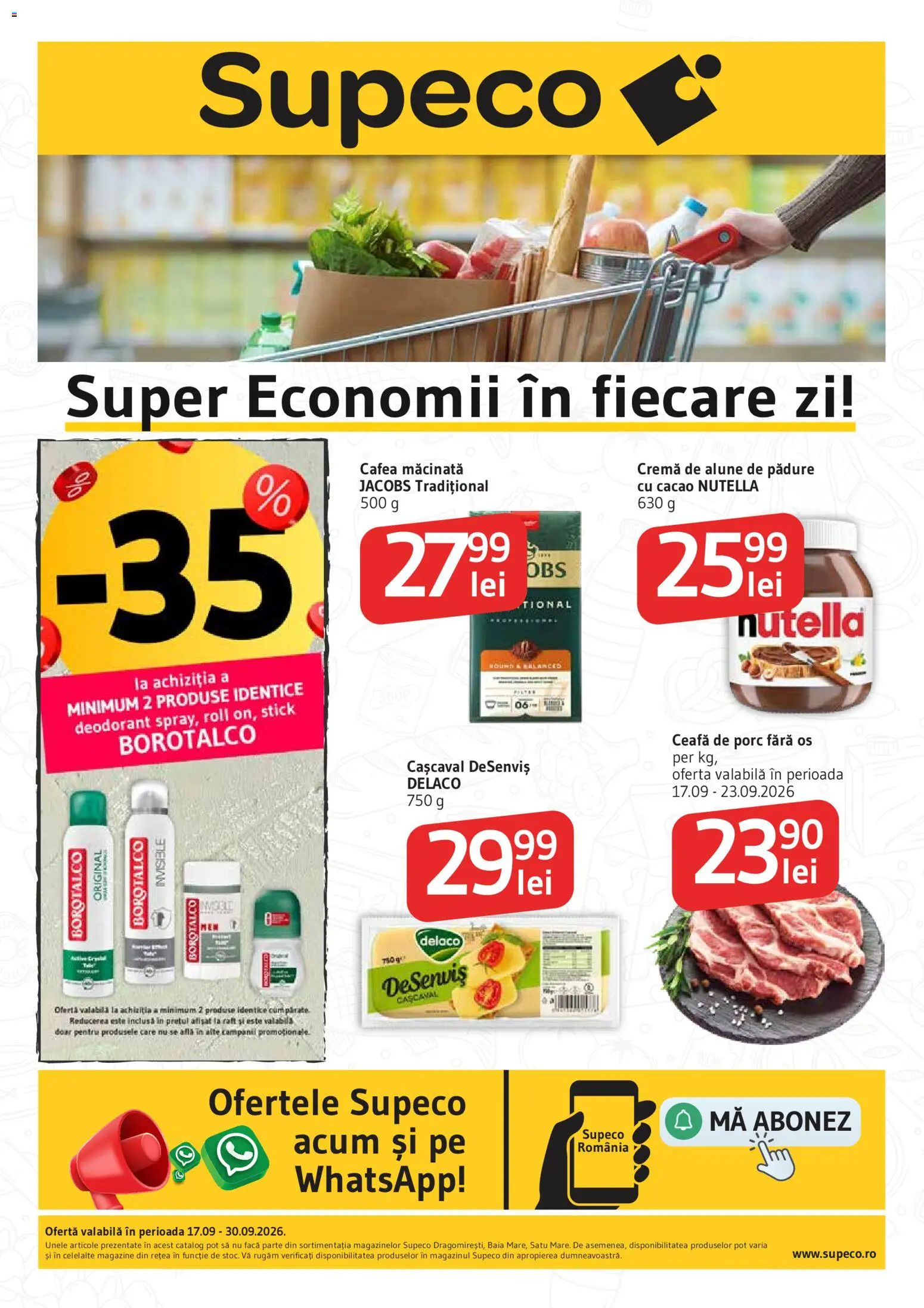 Catalog Supeco 17 - 29 Septembrie 2026 | Pagina 1 | Produse: Raft, Cașcaval, Jacobs, Deodorant