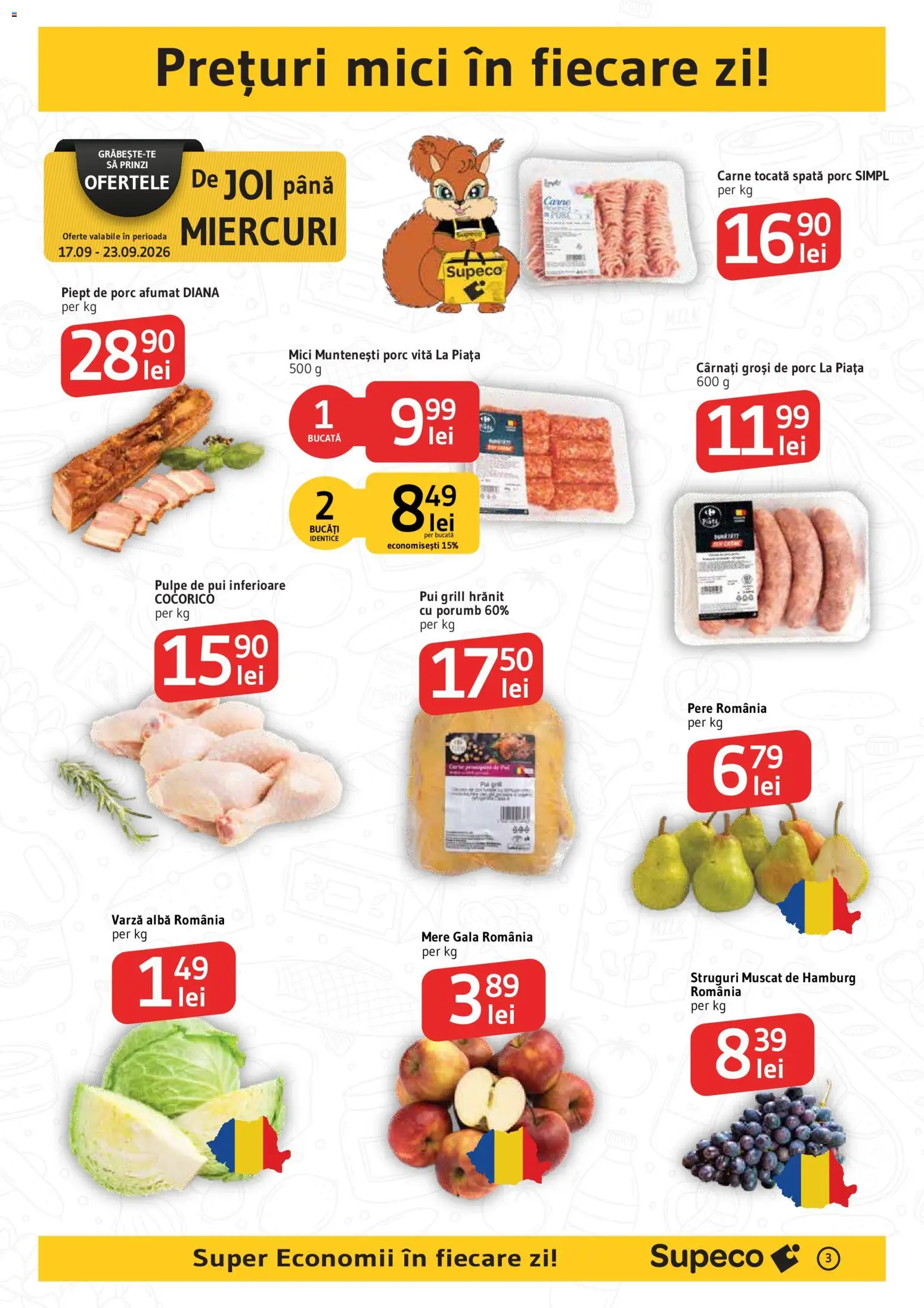 Catalog Supeco 17 - 29 Septembrie 2026 | Pagina 3 | Produse: Varză, Carne tocată, Pere, Cârnați