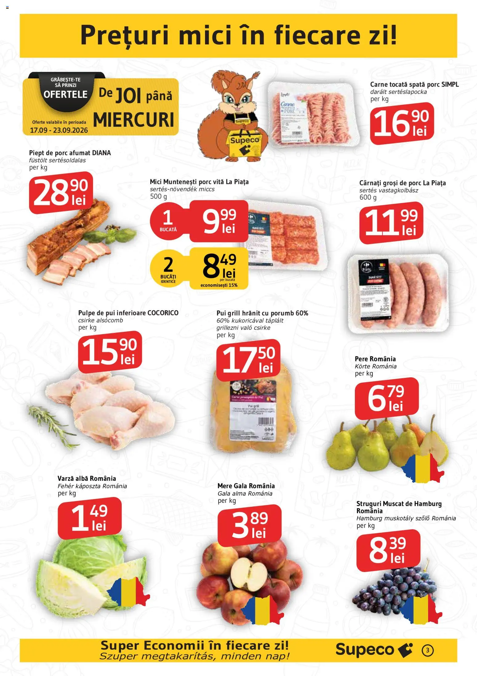 Catalog Supeco 17 - 29 Septembrie 2026 | Pagina 3 | Produse: Pui grill, Alba, Mici, Piept de Porc