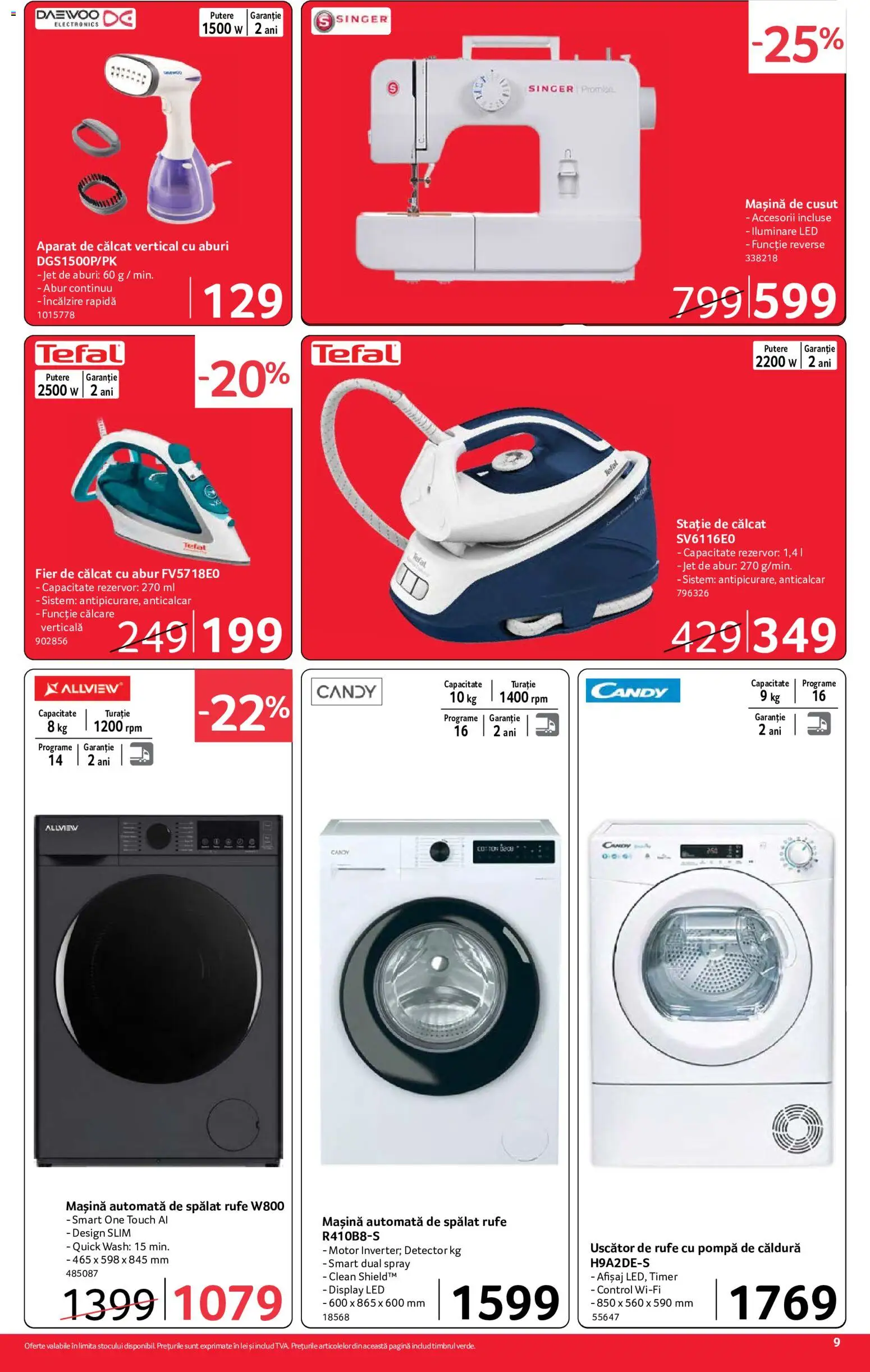 Catalog Selgros 18 - 30 Septembrie 2026 | Pagina 9 | Produse: Aparat de călcat, Uscător, Mașină De Cusut, Aparat