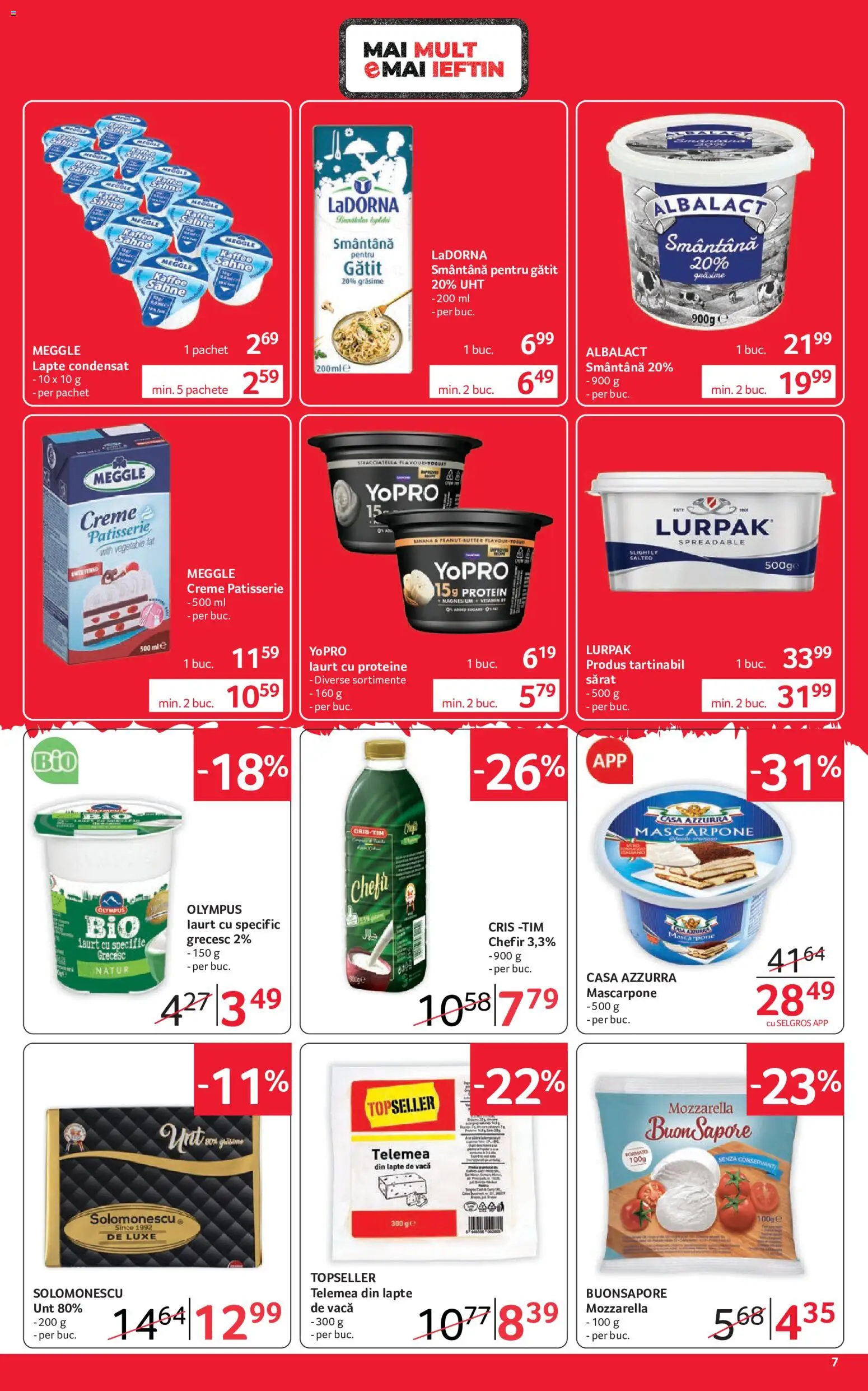 Catalog Selgros 18 - 30 Septembrie 2026 | Pagina 7 | Produse: Chefir, Mozzarella, Unt, Smântână