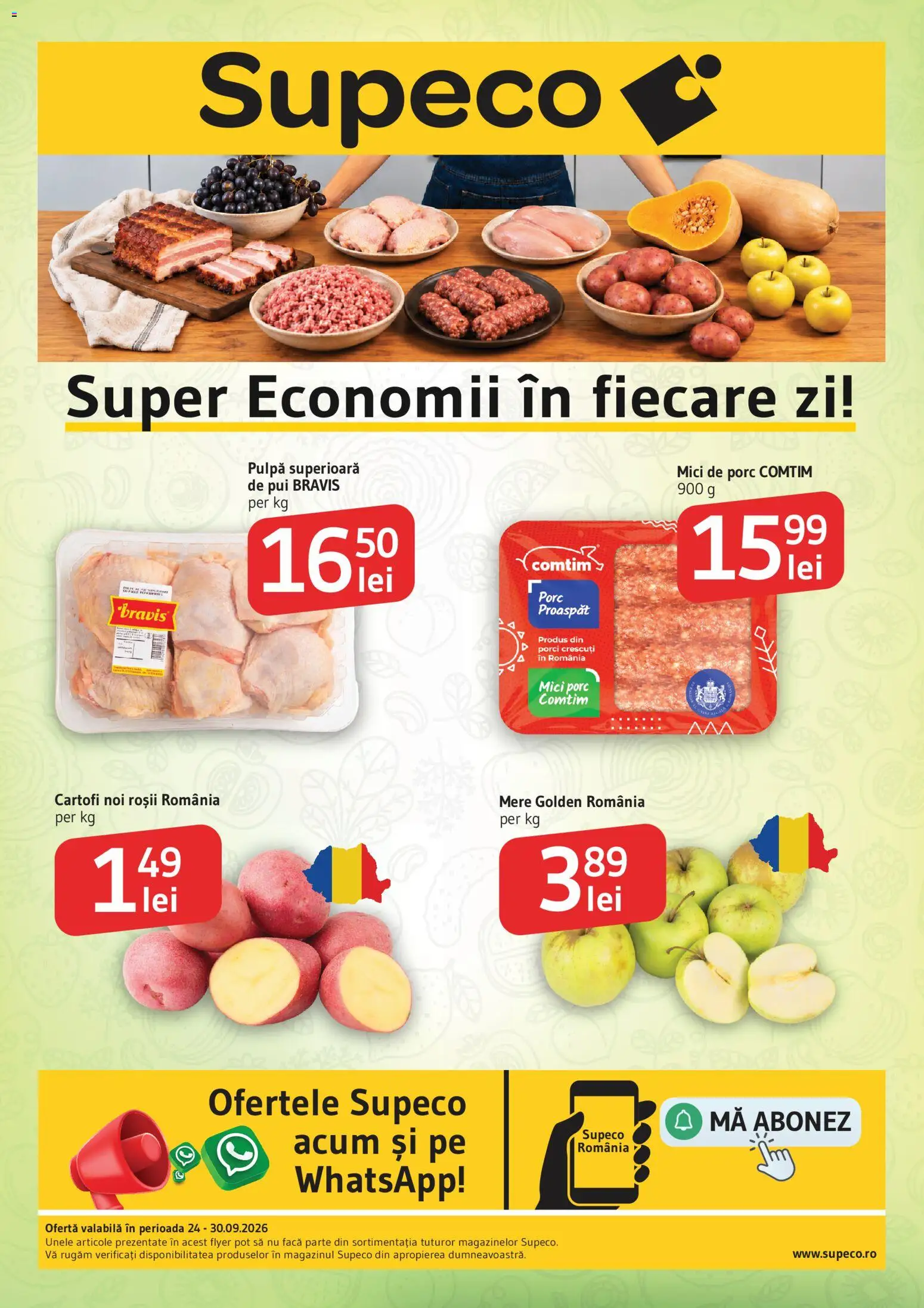 Catalog Supeco 24 - 29 Septembrie 2026 | Pagina 1 | Produse: Pui, Mici, Mere, Roșii