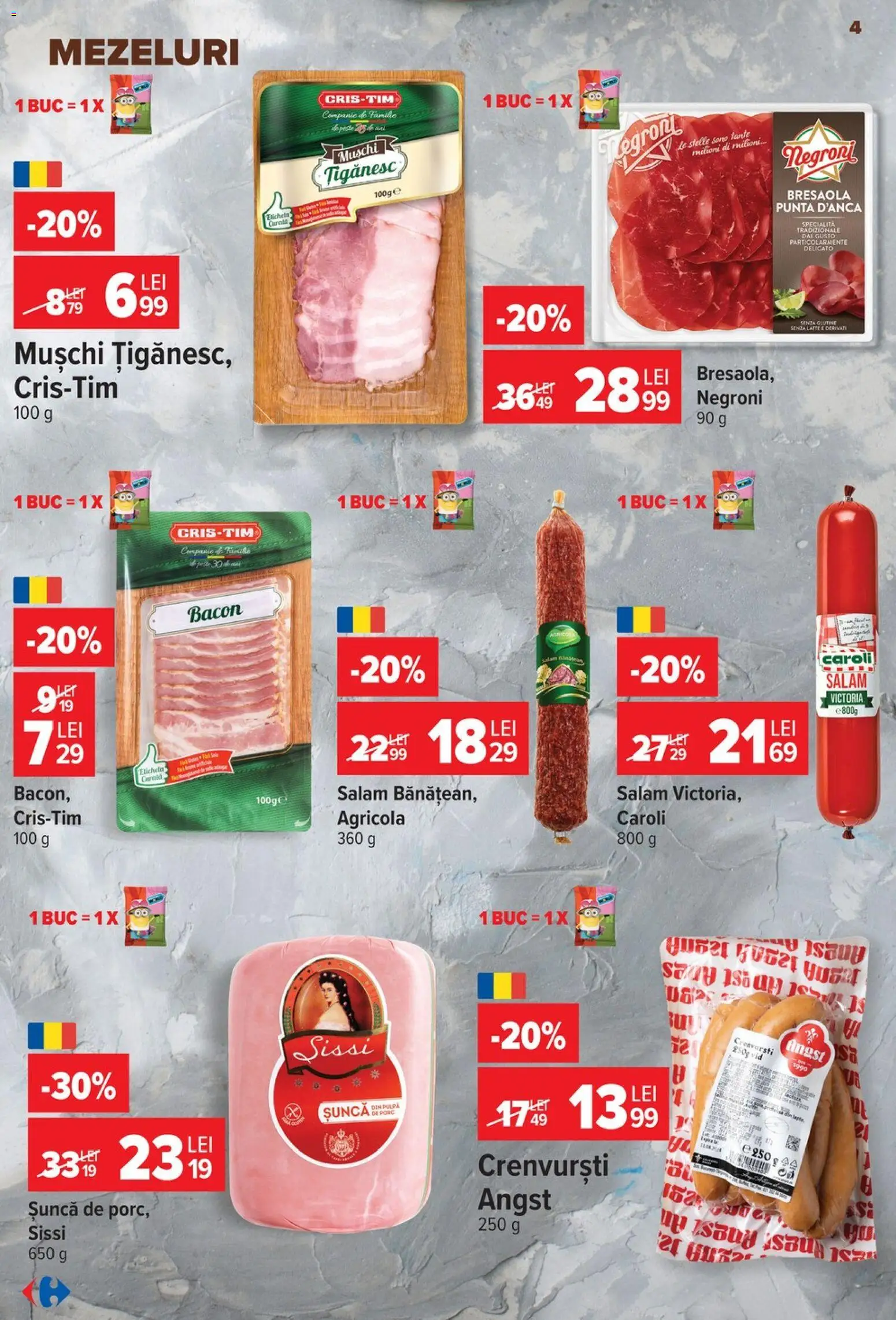 Catalog Carrefour 23 - 28 Septembrie 2026 | Pagina 4 | Produse: Agricola, Crenvurști, Bacon, Salam