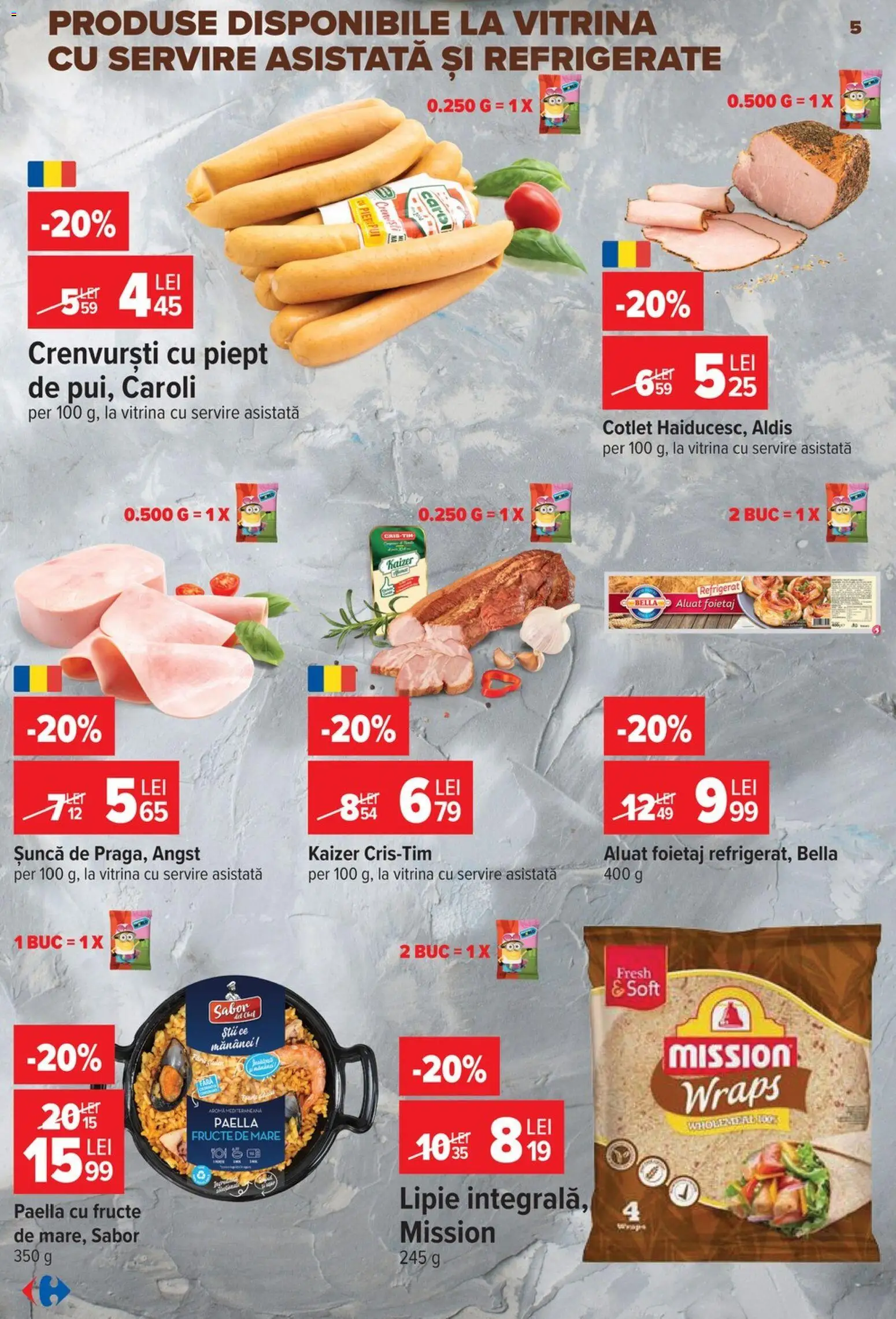 Catalog Carrefour 23 - 28 Septembrie 2026 | Pagina 5 | Produse: Vitrină, Crenvurști, Șuncă, Bella