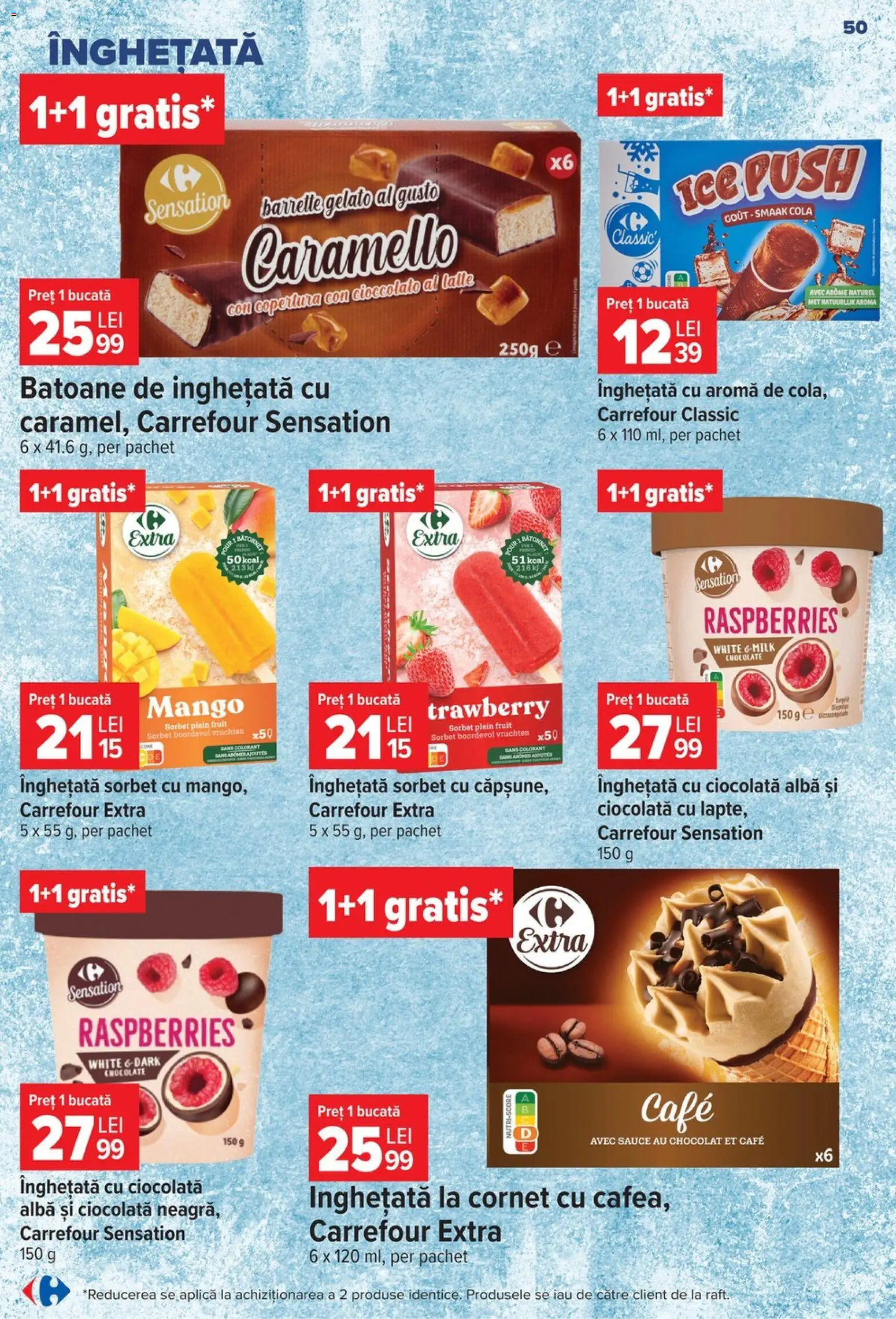 Catalog Carrefour 23 - 28 Septembrie 2026 | Pagina 50 | Produse: Alba, Aplică, Cola, Înghețată