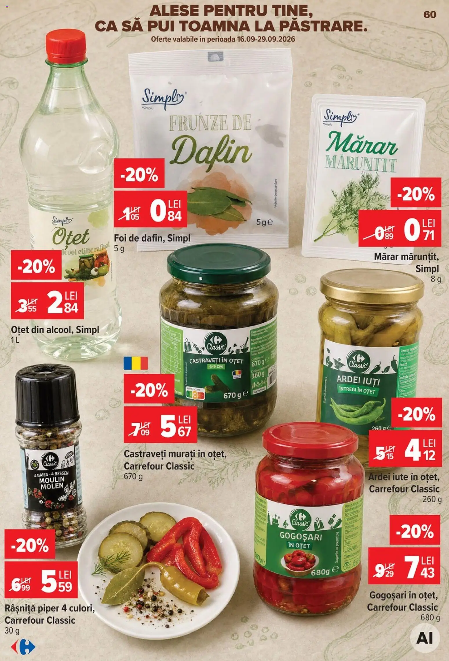 Catalog Carrefour 23 - 28 Septembrie 2026 | Pagina 60 | Produse: Mărar, Castraveti murati, Oțet, Piper