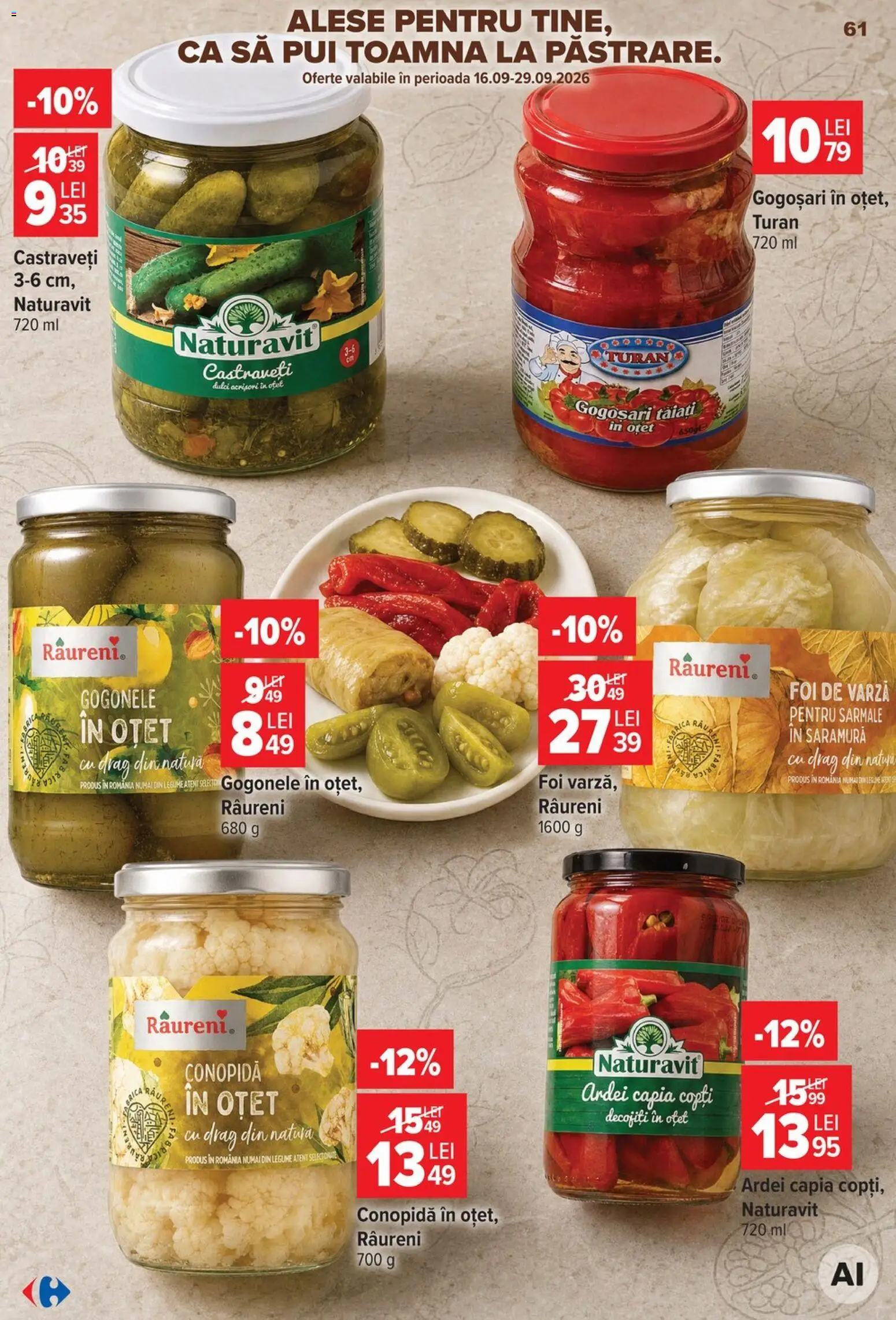 Catalog Carrefour 23 - 28 Septembrie 2026 | Pagina 61 | Produse: Pui, Ardei capia, Oțet, Legume