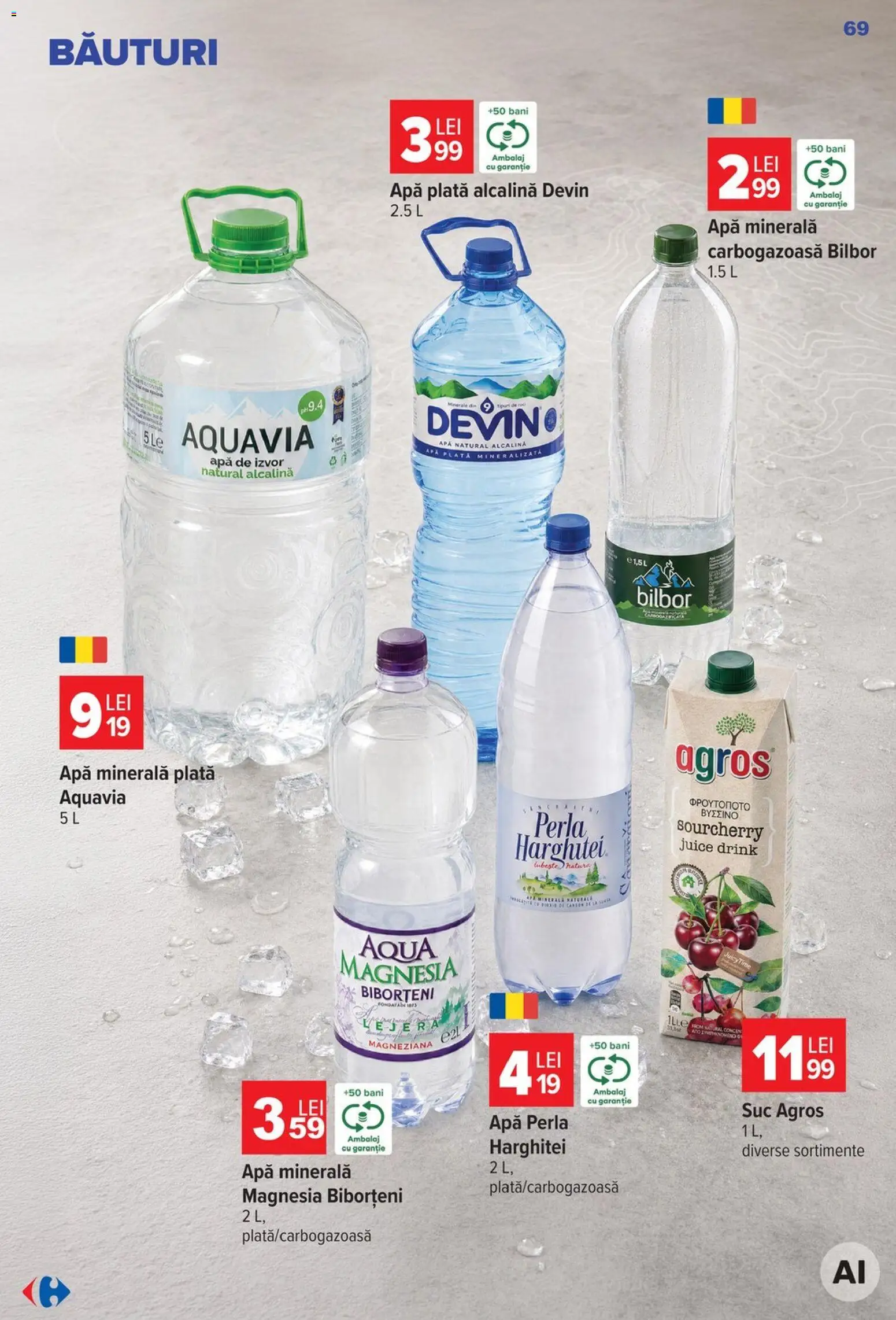 Catalog Carrefour 23 - 28 Septembrie 2026 | Pagina 69 | Produse: Apa minerala plata, Apa minerala, Suc, Apă