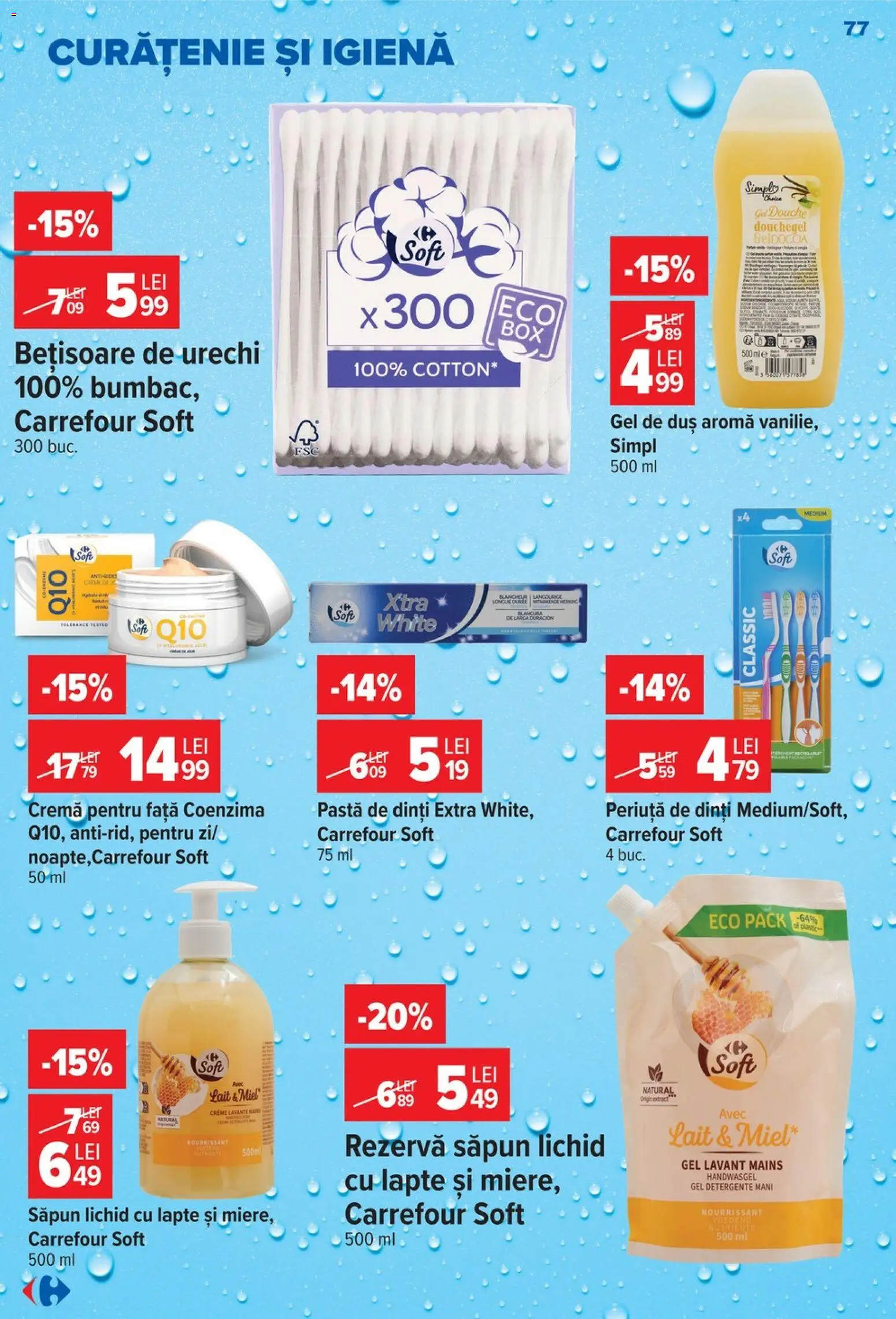 Catalog Carrefour 23 - 28 Septembrie 2026 | Pagina 77 | Produse: Lapte, Cremă, Pastă de dinți, Rezervă săpun