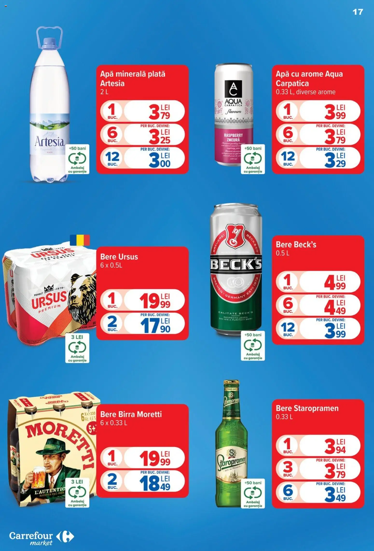 Catalog Carrefour 23 - 28 Septembrie 2026 | Pagina 17 | Produse: Apa minerala plata, Apa minerala, Staropramen, Aqua Carpatica