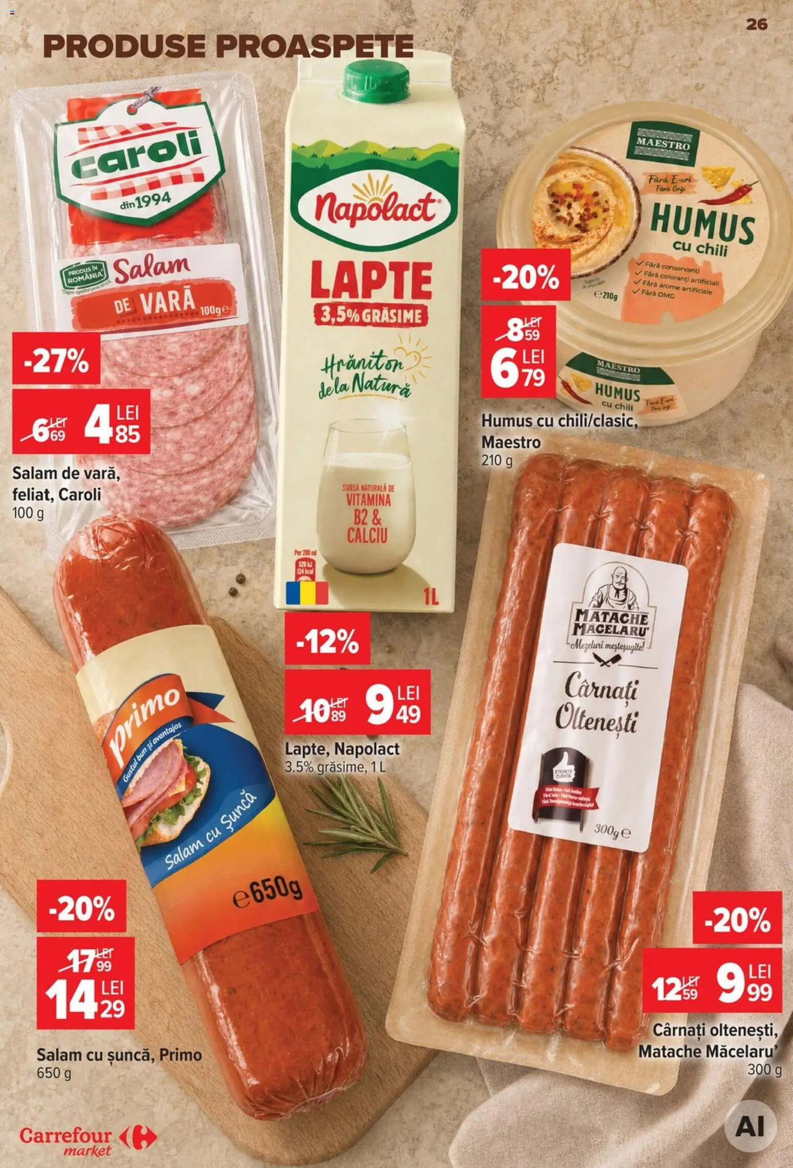 Catalog Carrefour 23 - 28 Septembrie 2026 | Pagina 26 | Produse: Pară, Lapte, Șuncă, Humus