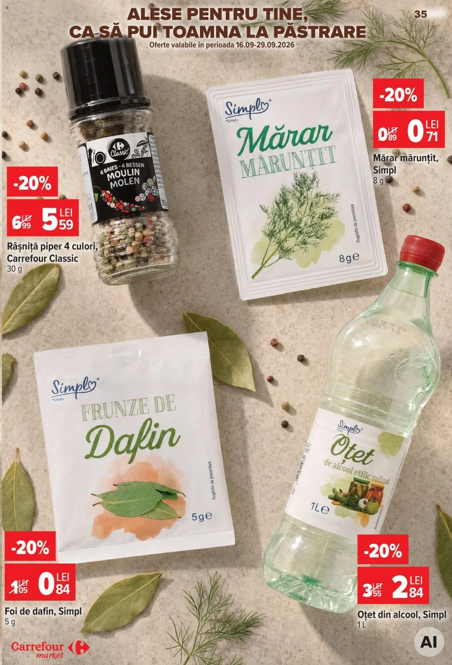 Catalog Carrefour 23 - 28 Septembrie 2026 | Pagina 35 | Produse: Mărar, Carrefour Classic, Pui, Oțet
