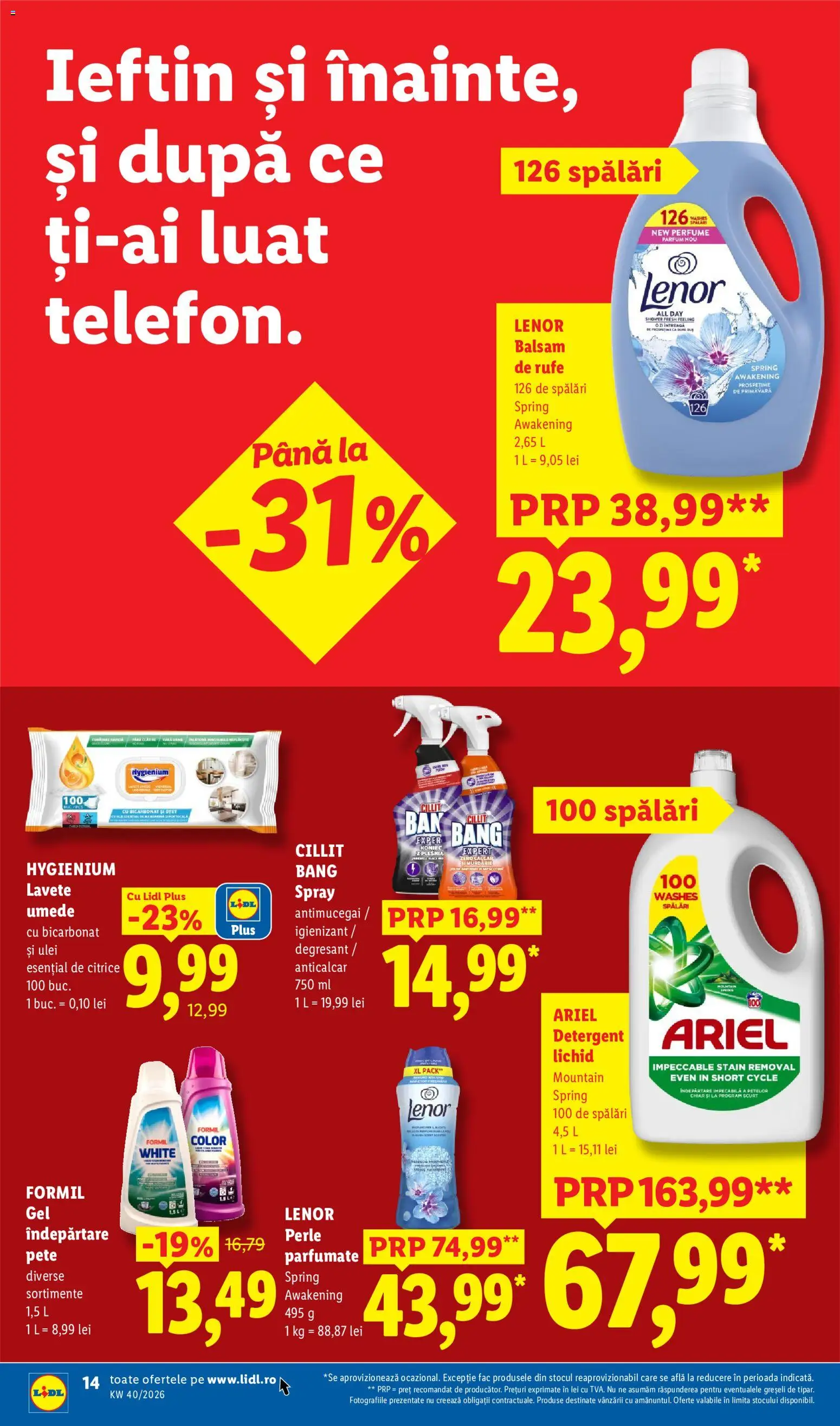 Catalog LIDL 28 Septembrie - 3 Octombrie 2026 | Pagina 14 | Produse: Oțet, Detergent, Balsam de rufe, Plus