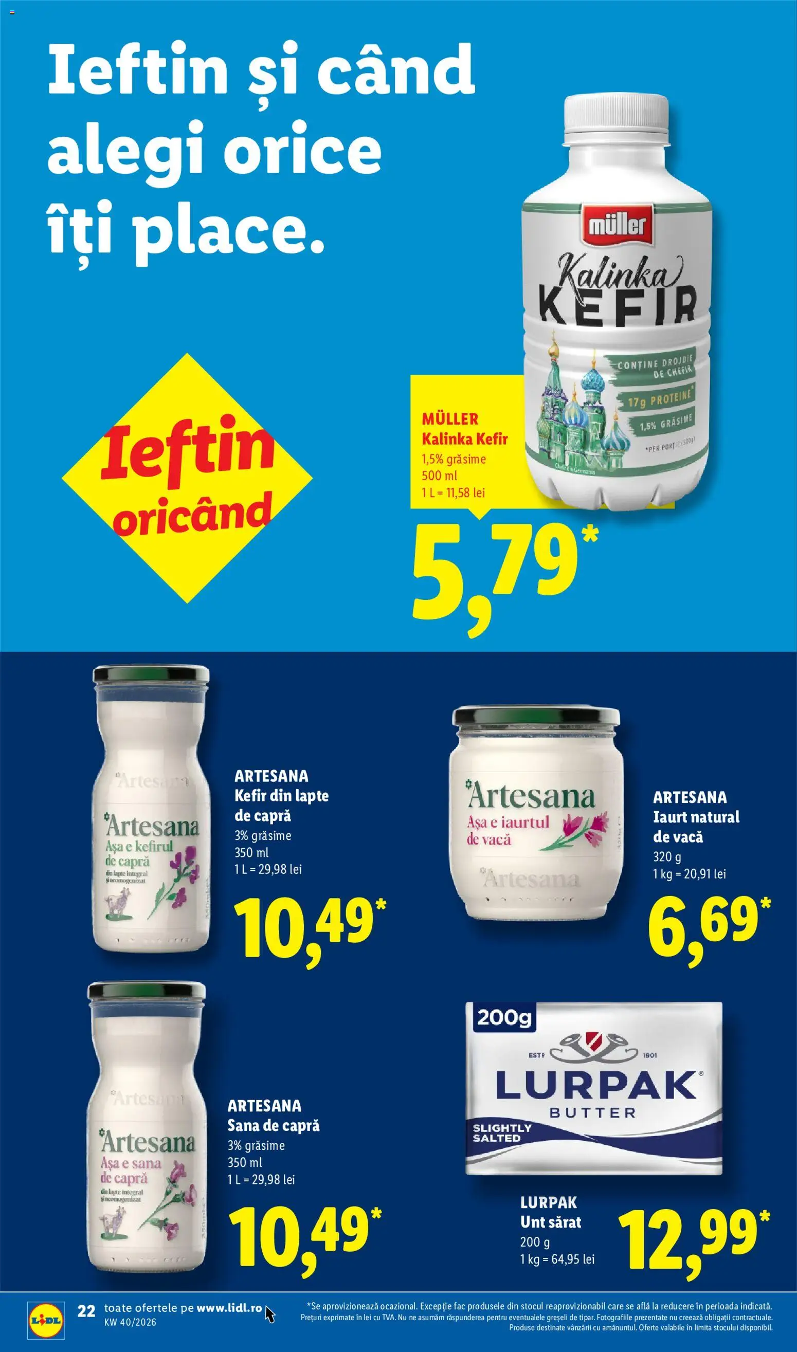 Catalog LIDL 28 Septembrie - 3 Octombrie 2026 | Pagina 22 | Produse: Lurpak, Unt, Iaurt, Kefir