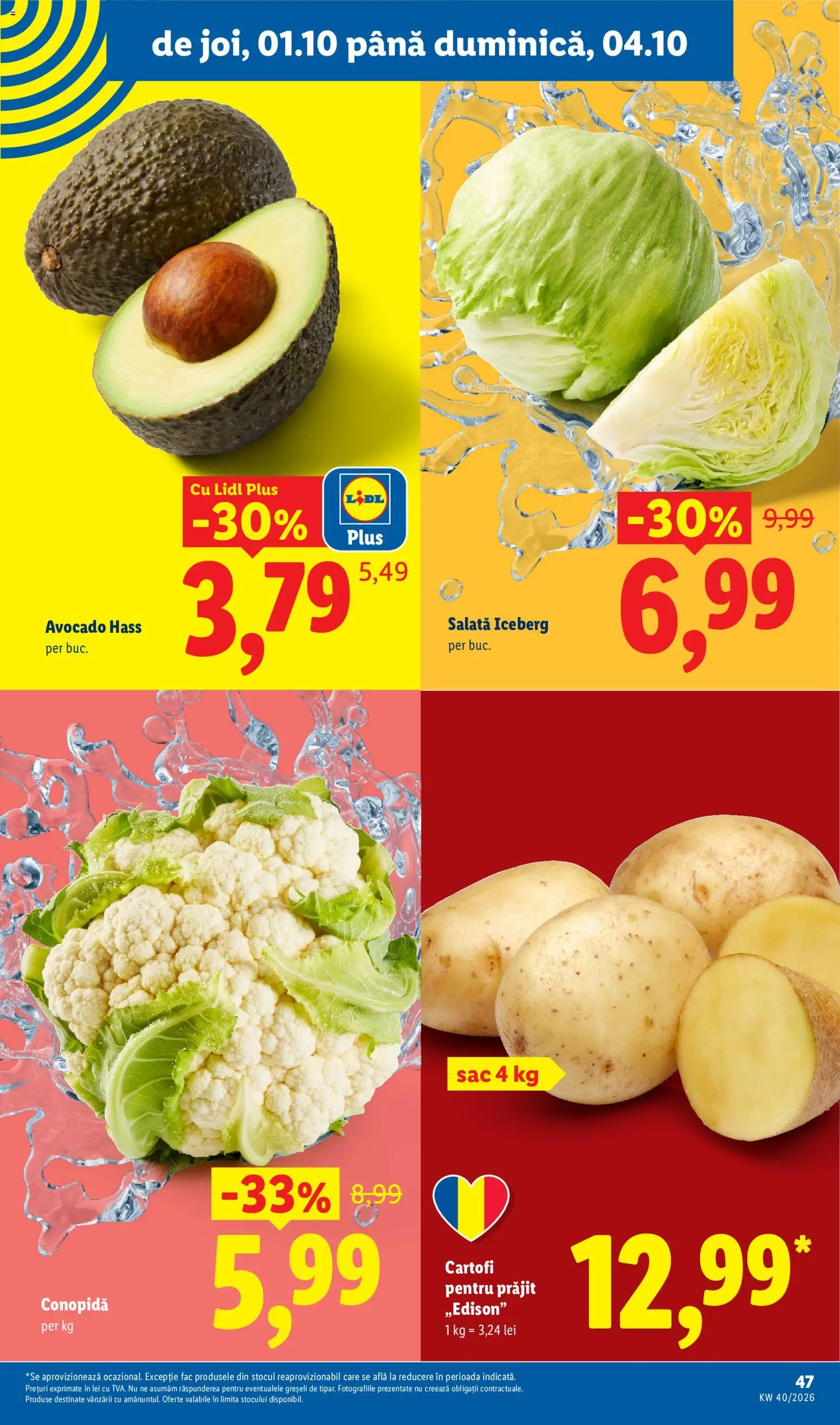 Catalog LIDL 28 Septembrie - 3 Octombrie 2026 | Pagina 47 | Produse: Conopidă, Salată, Avocado, Cartofi