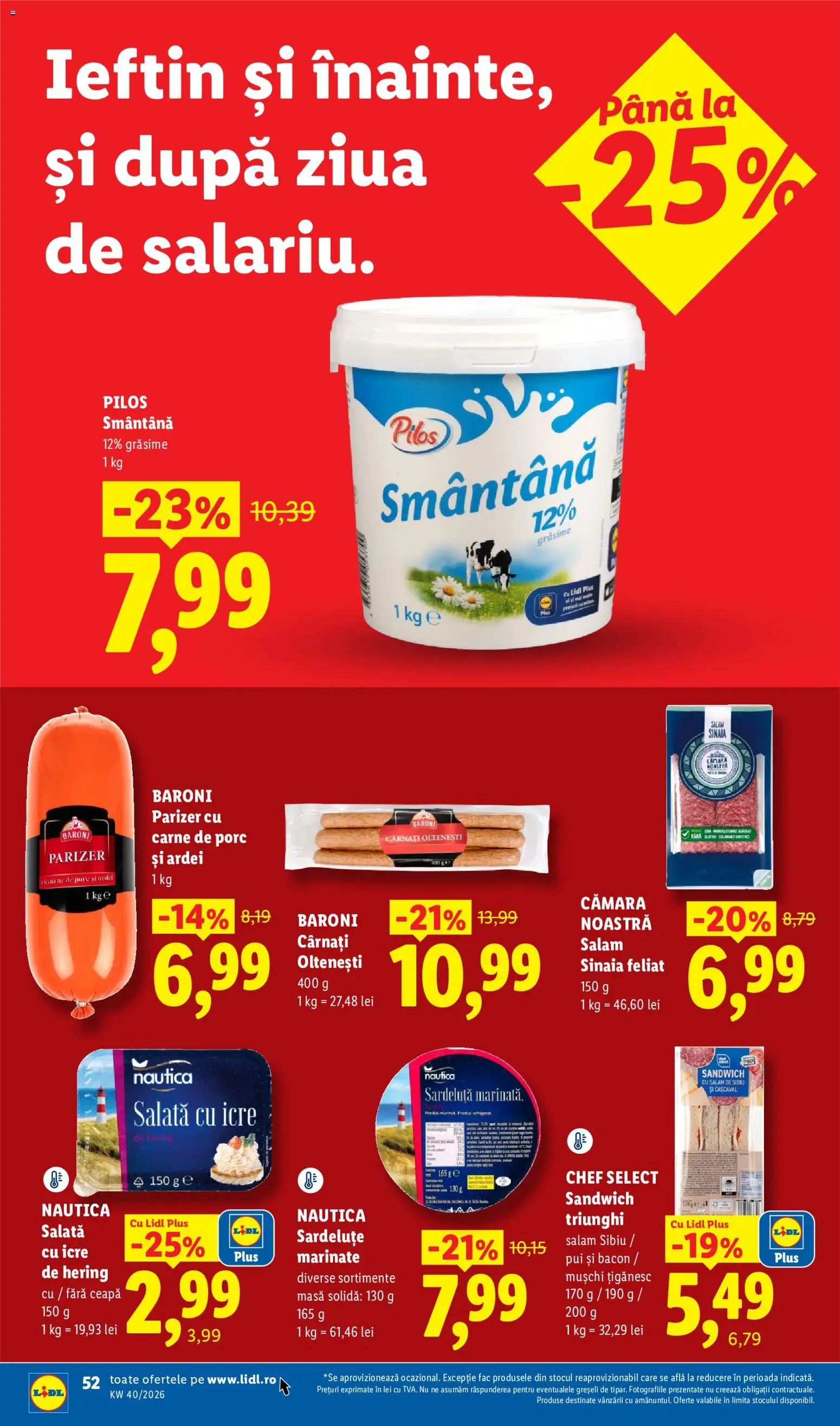 Catalog LIDL 28 Septembrie - 3 Octombrie 2026 | Pagina 52 | Produse: Masă, Carne De Porc, Salată cu icre, Cârnați
