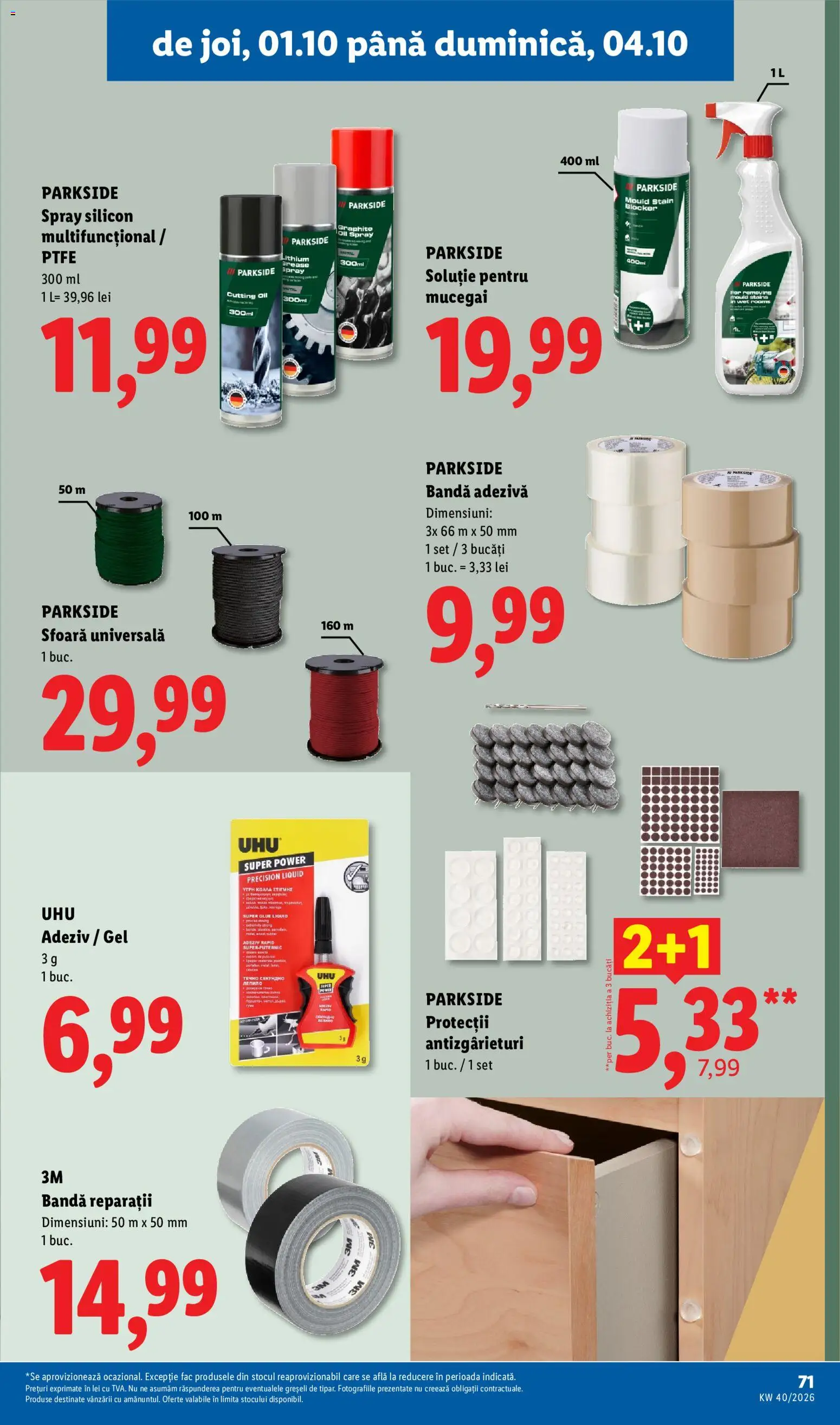 Catalog LIDL 28 Septembrie - 3 Octombrie 2026 | Pagina 71 | Produse: Bandă reparații, Parkside, Adeziv, Power