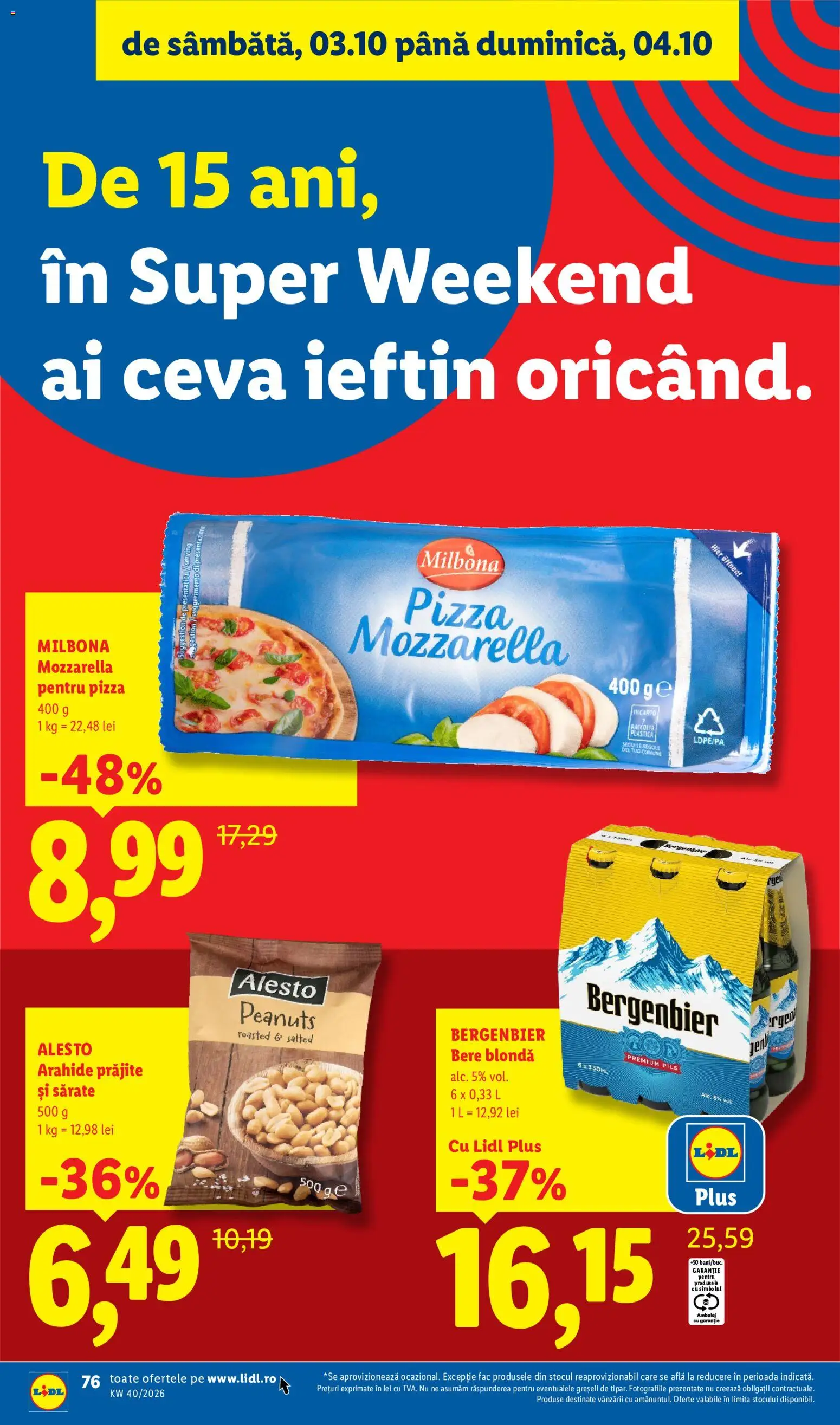 Catalog LIDL 28 Septembrie - 3 Octombrie 2026 | Pagina 76 | Produse: Mozzarella, Pizza, Bergenbier, Plus