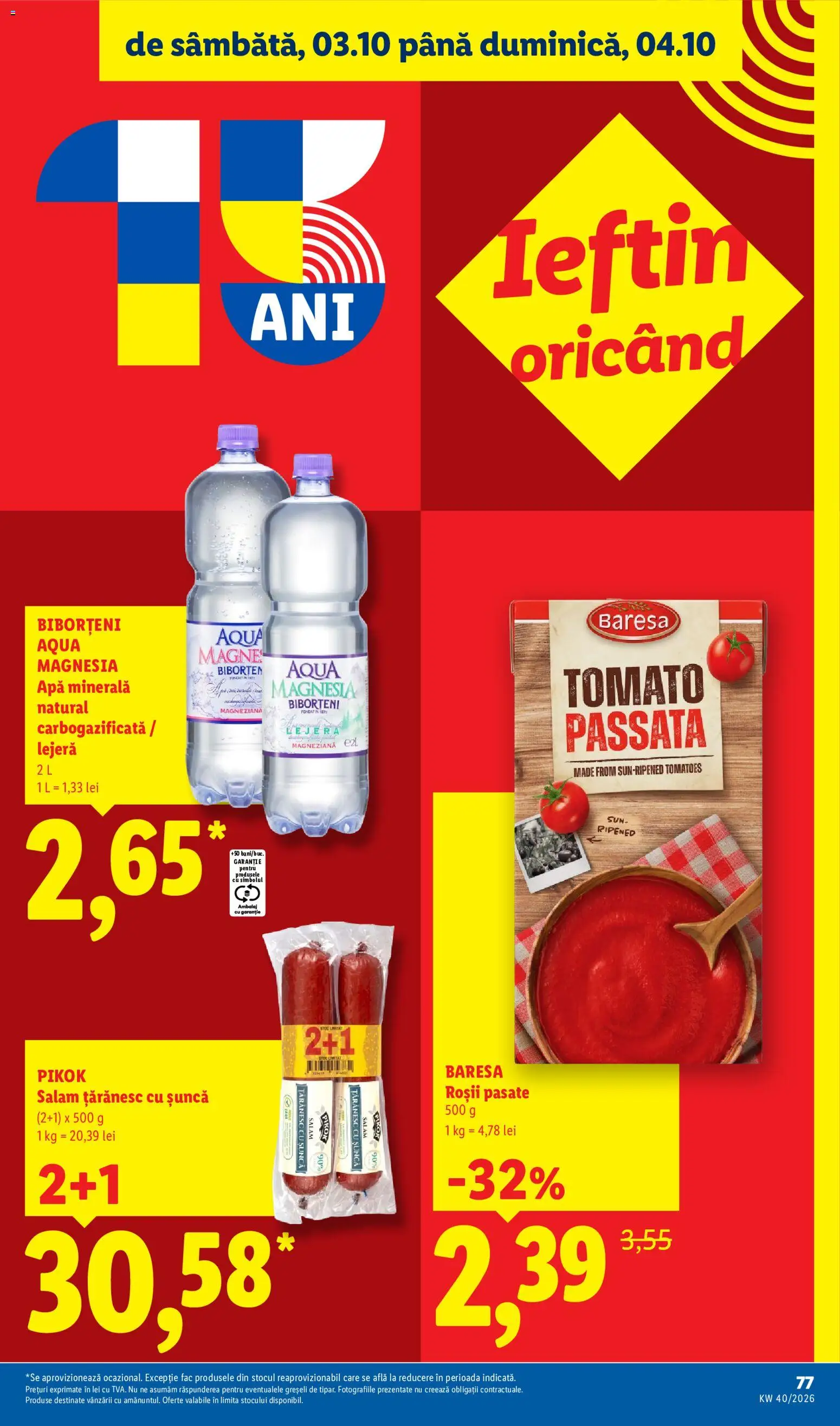 Catalog LIDL 28 Septembrie - 3 Octombrie 2026 | Pagina 77 | Produse: Pikok, Salam, Șuncă, Apă