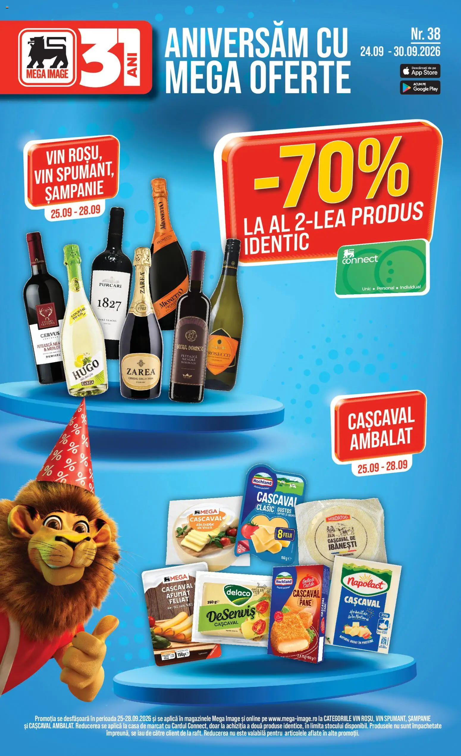 Catalog Mega Image 24 - 29 Septembrie 2026 | Pagina 1 | Produse: Delaco, Aplică, Cașcaval, Prosecco