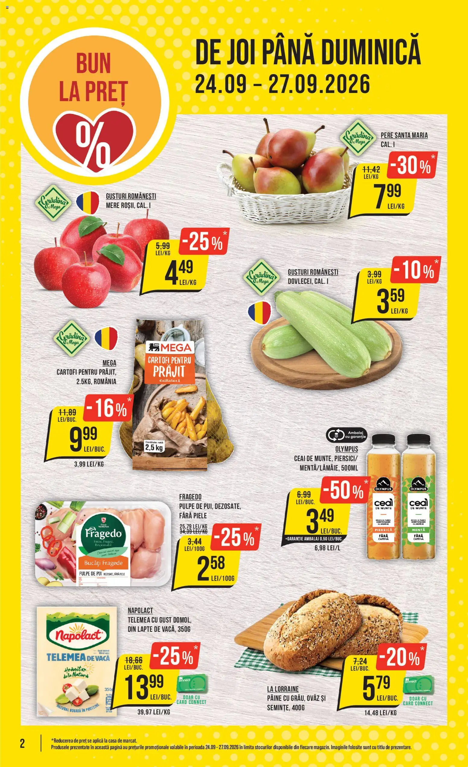 Catalog Mega Image 24 - 29 Septembrie 2026 | Pagina 2 | Produse: Piersică, Pui, Pâine, Mere