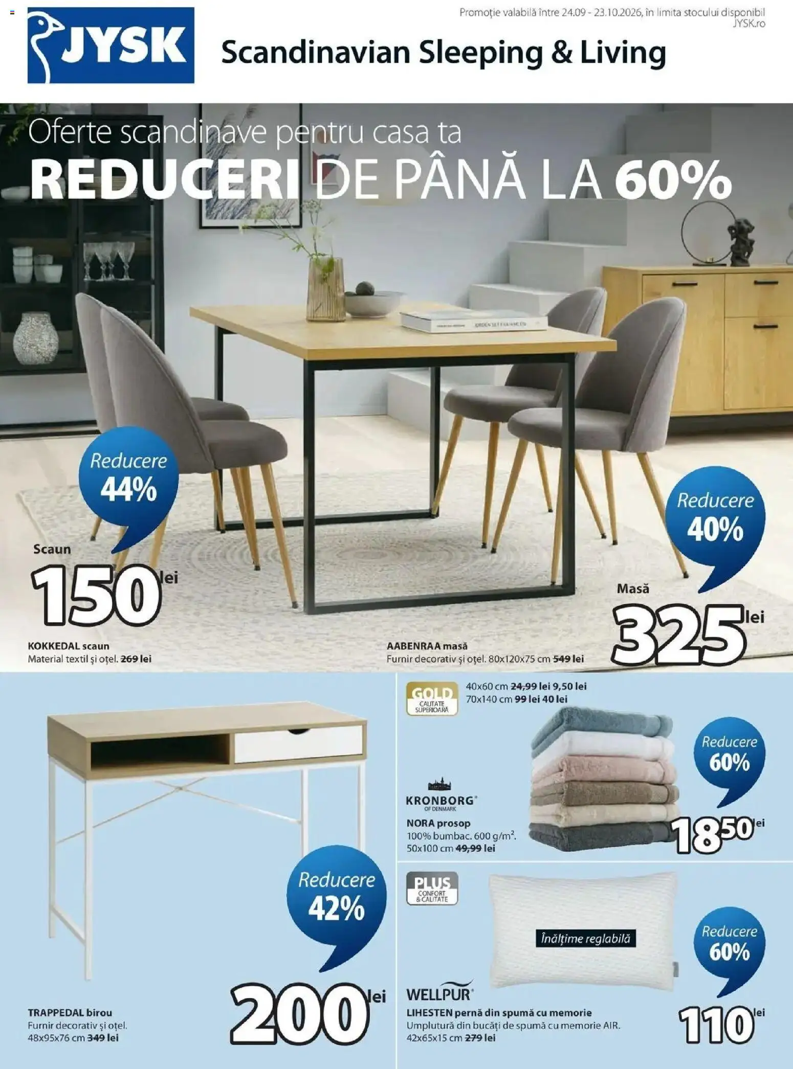 Catalog JYSK 24 Septembrie - 23 Octombrie 2026 | Pagina 1 | Produse: Perne, Lenjerie de pat, Pătură, Plus