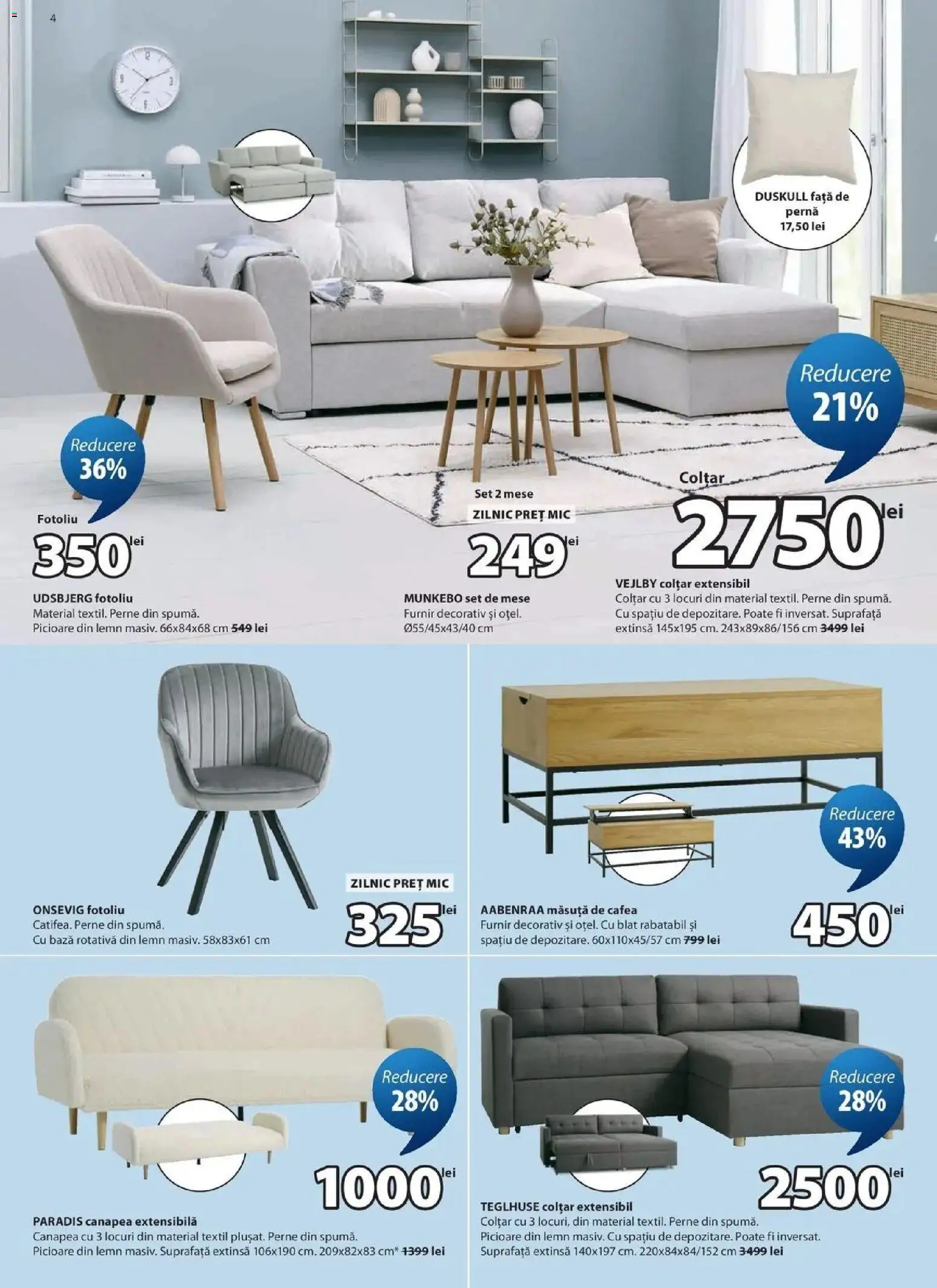 Catalog JYSK 24 Septembrie - 23 Octombrie 2026 | Pagina 4 | Produse: Canapea, Măsuță de cafea, Perdea, Cafea