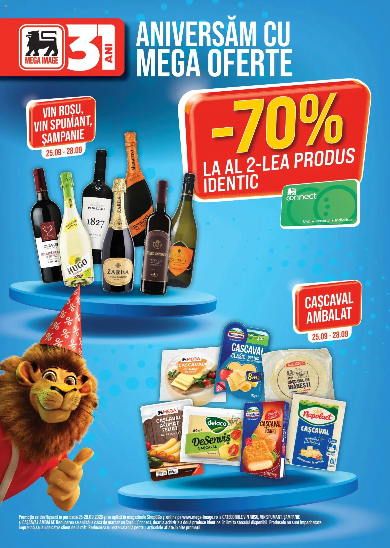 Catalog Mega Image 25 - 27 Septembrie 2026 | Pagina 1 | Produse: Delaco, Proteine, Cașcaval, Hugo