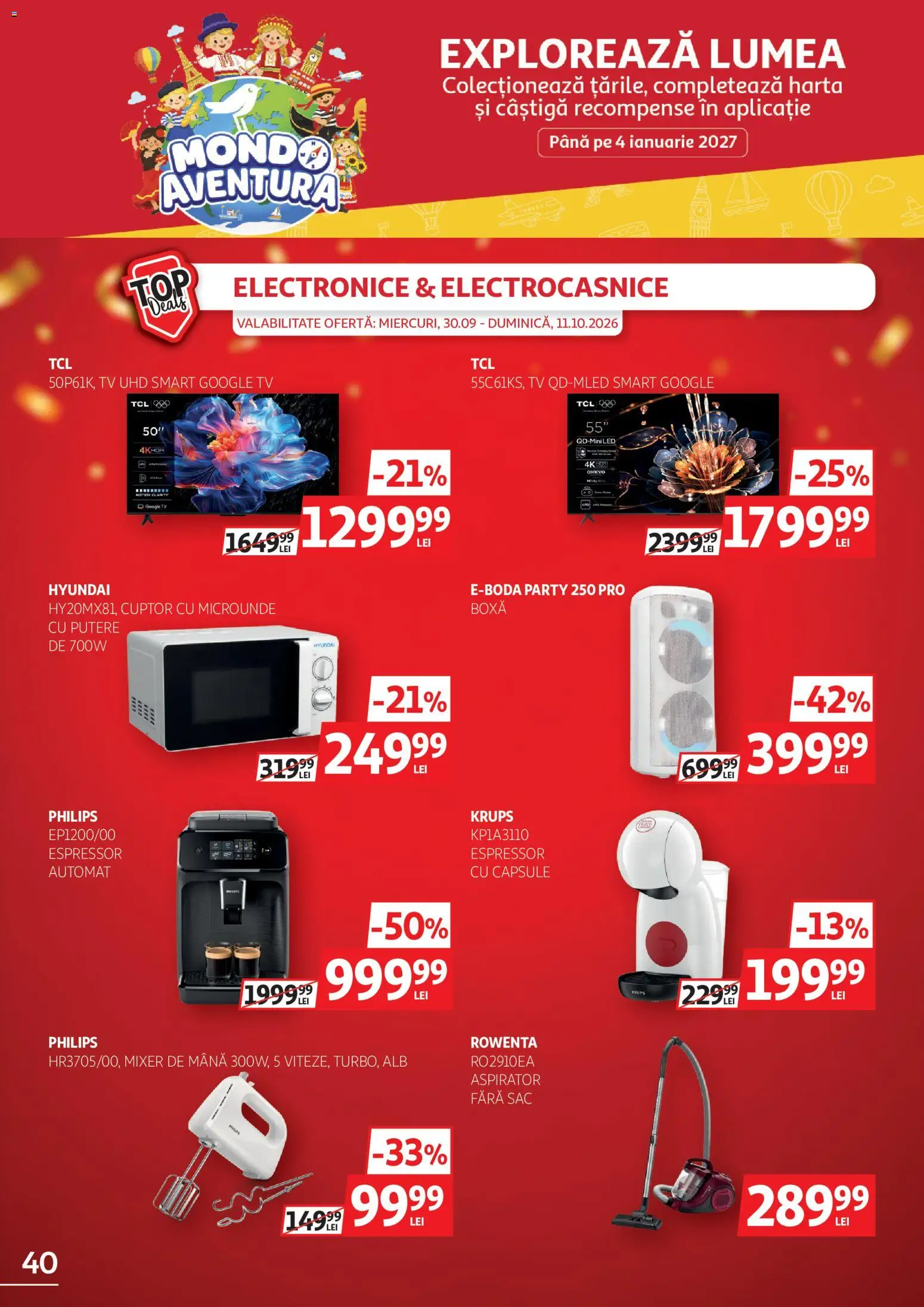 Catalog Auchan 30 Septembrie - 10 Octombrie 2026 | Pagina 40 | Produse: Espressor, Philips, Cuptor Cu Microunde, Mixer