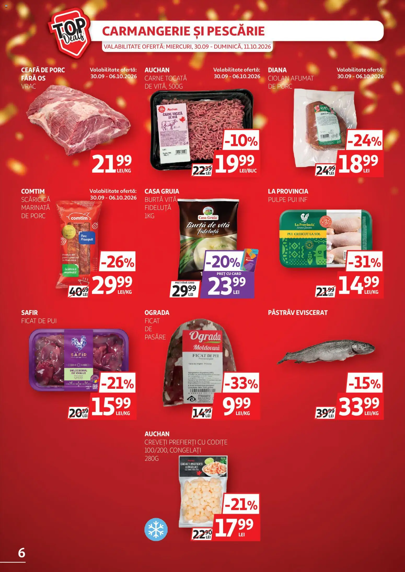 Catalog Auchan 30 Septembrie - 10 Octombrie 2026 | Pagina 6 | Produse: Pastrav, Ceafa de porc, La provincia, Carne tocată