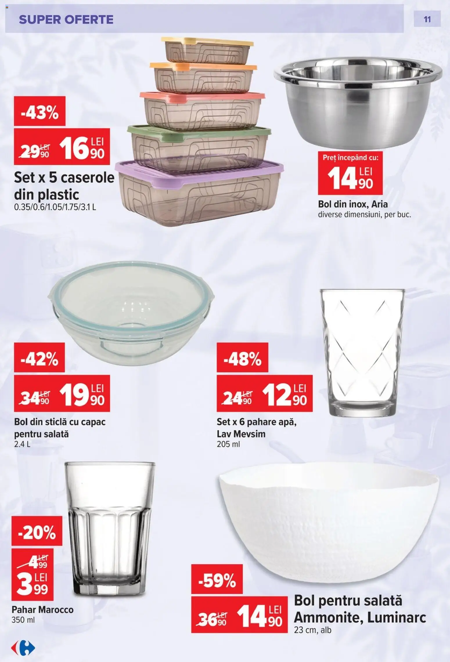 Catalog Carrefour 23 Septembrie - 26 Octombrie 2026 | Pagina 11 | Produse: Caserole, Bol, Sticla cu capac, Salată