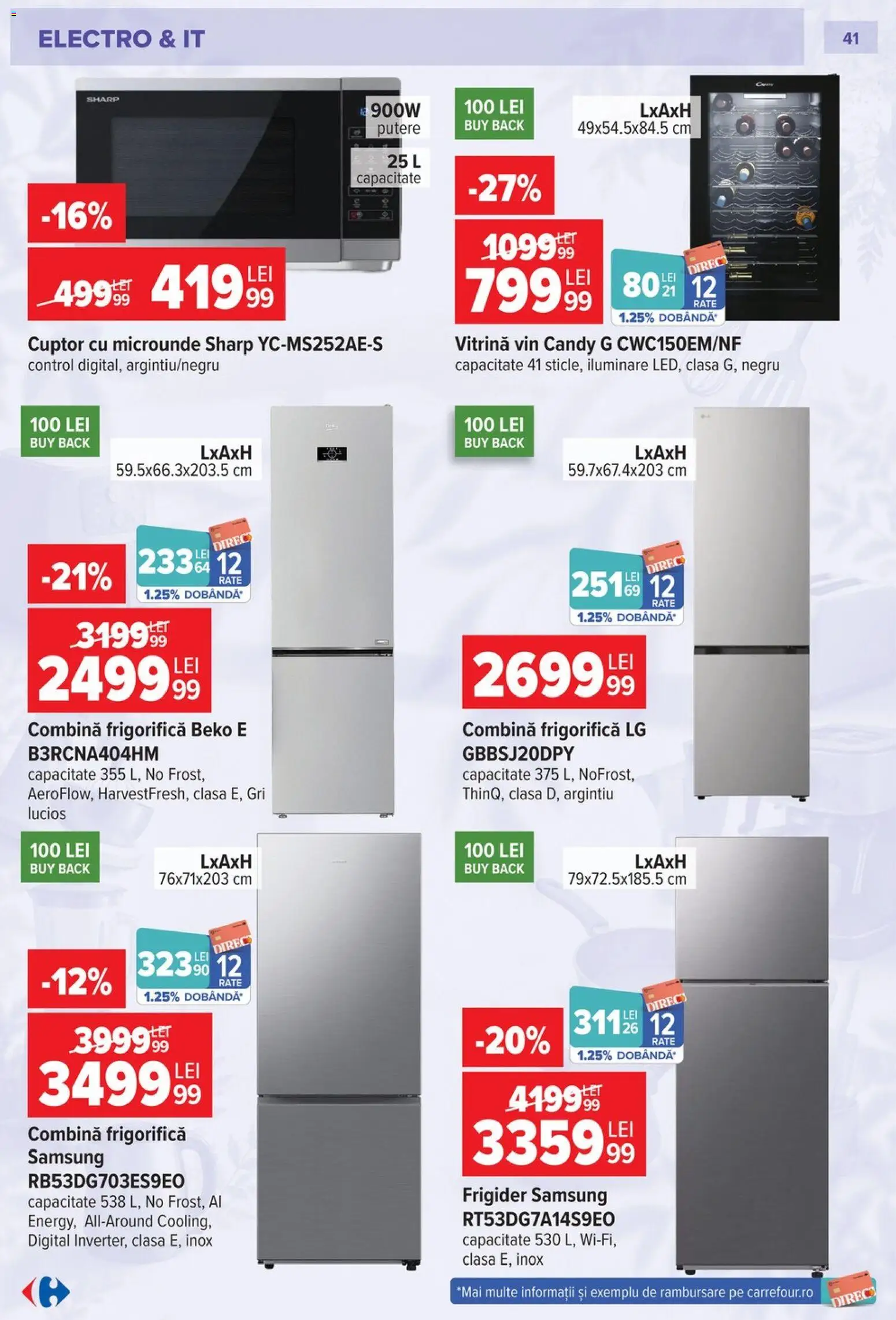 Catalog Carrefour 23 Septembrie - 26 Octombrie 2026 | Pagina 41 | Produse: Cuptor Cu Microunde, Vitrină, Vin, Combină frigorifică