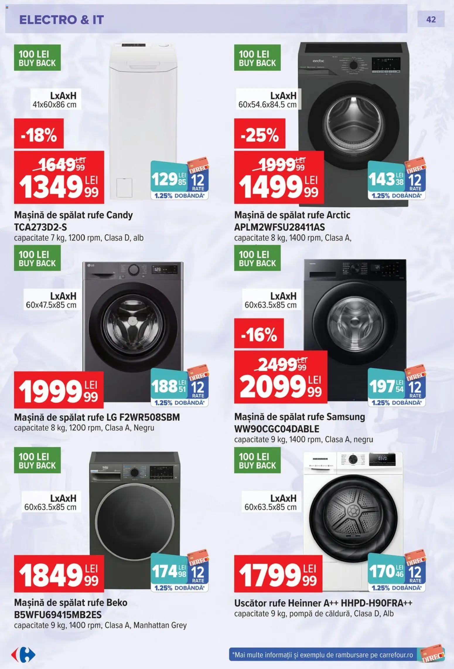 Catalog Carrefour 23 Septembrie - 26 Octombrie 2026 | Pagina 42 | Produse: Mașină De Spălat, Uscător, Grey, Uscător rufe