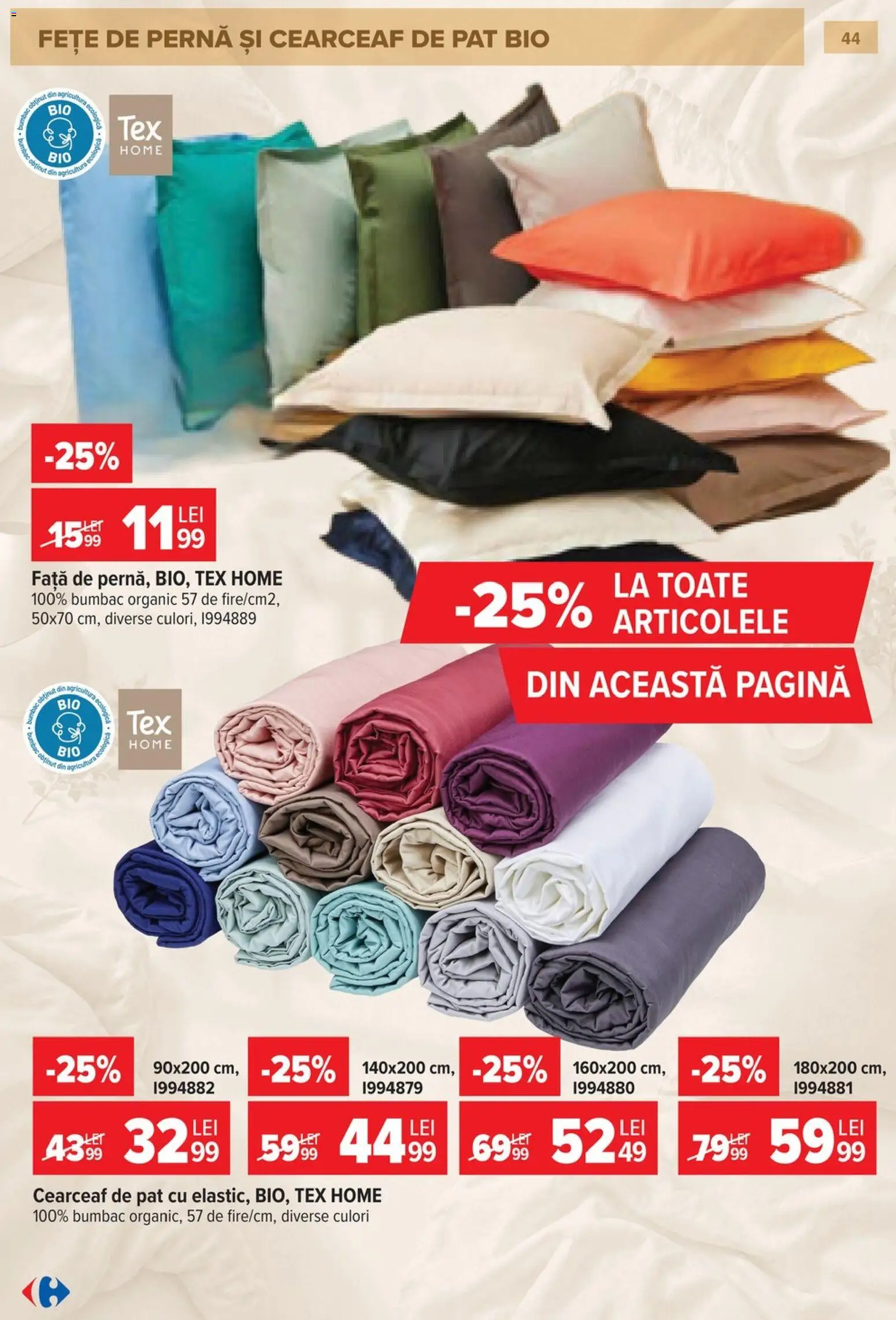 Catalog Carrefour 23 Septembrie - 26 Octombrie 2026 | Pagina 44 | Produse: Pat, Pernă, Fete de perna, Tex