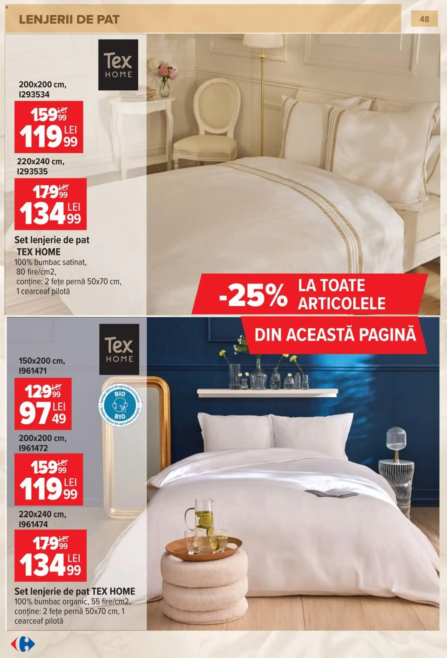 Catalog Carrefour 23 Septembrie - 26 Octombrie 2026 | Pagina 48 | Produse: Pat, Lenjerie de pat, Pilotă, Tex