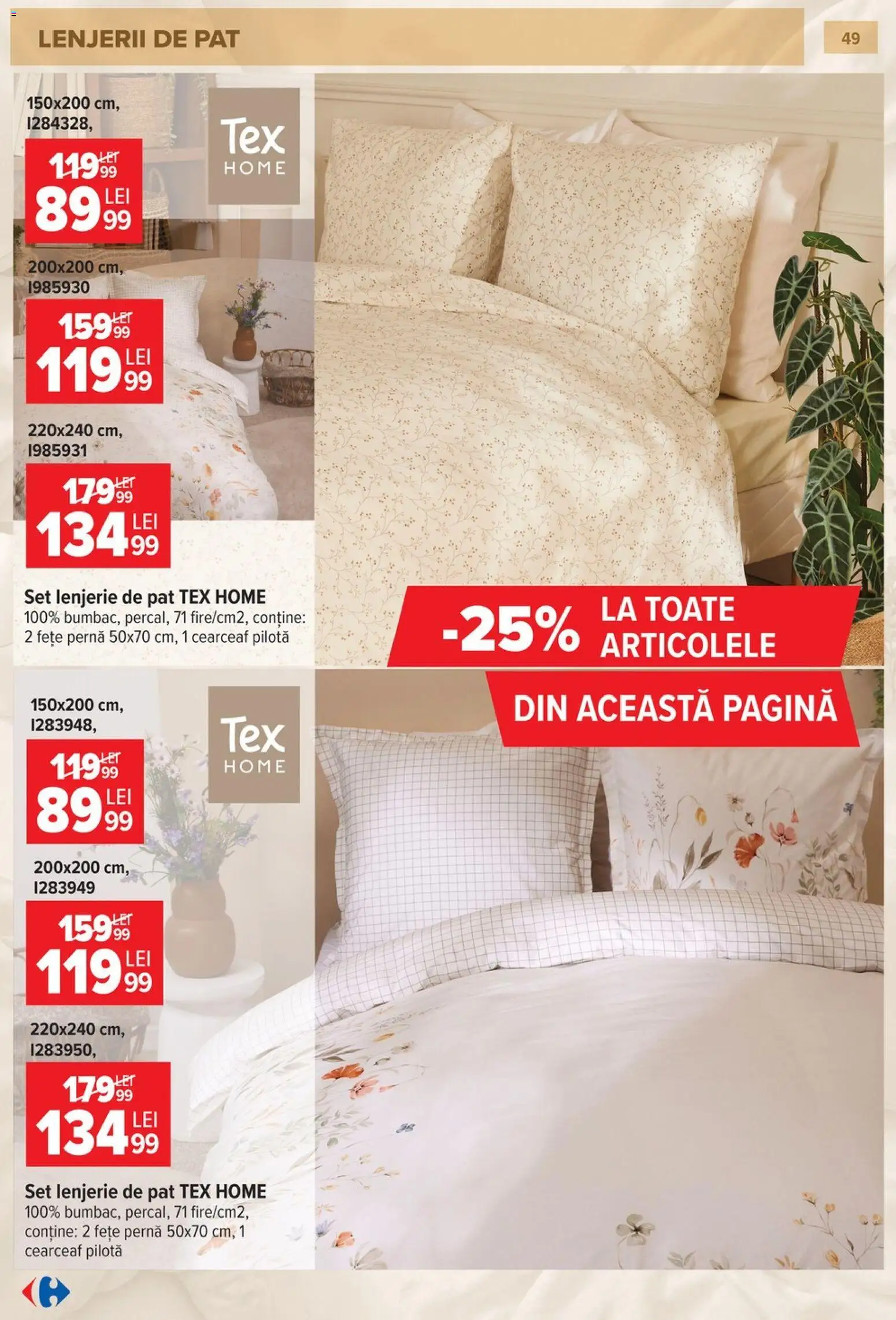 Catalog Carrefour 23 Septembrie - 26 Octombrie 2026 | Pagina 49 | Produse: Pat, Lenjerie de pat, Pilotă, Tex