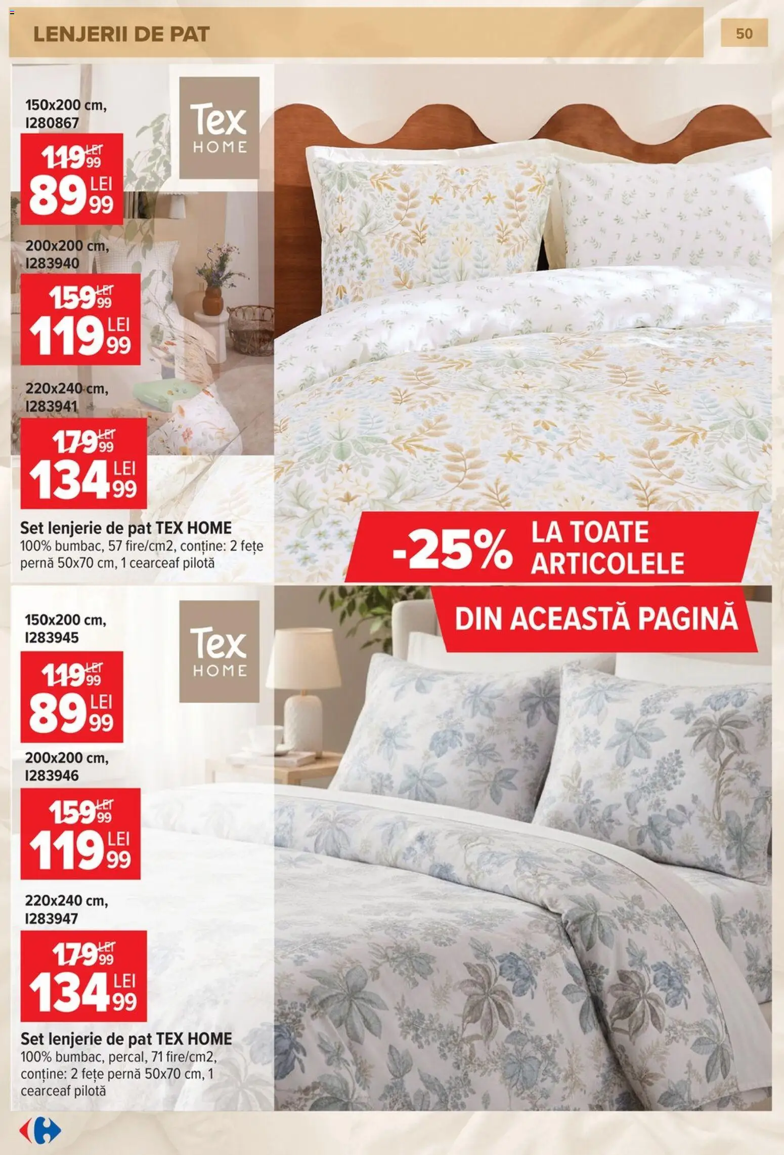 Catalog Carrefour 23 Septembrie - 26 Octombrie 2026 | Pagina 50 | Produse: Pat, Lenjerie de pat, Pilotă, Tex