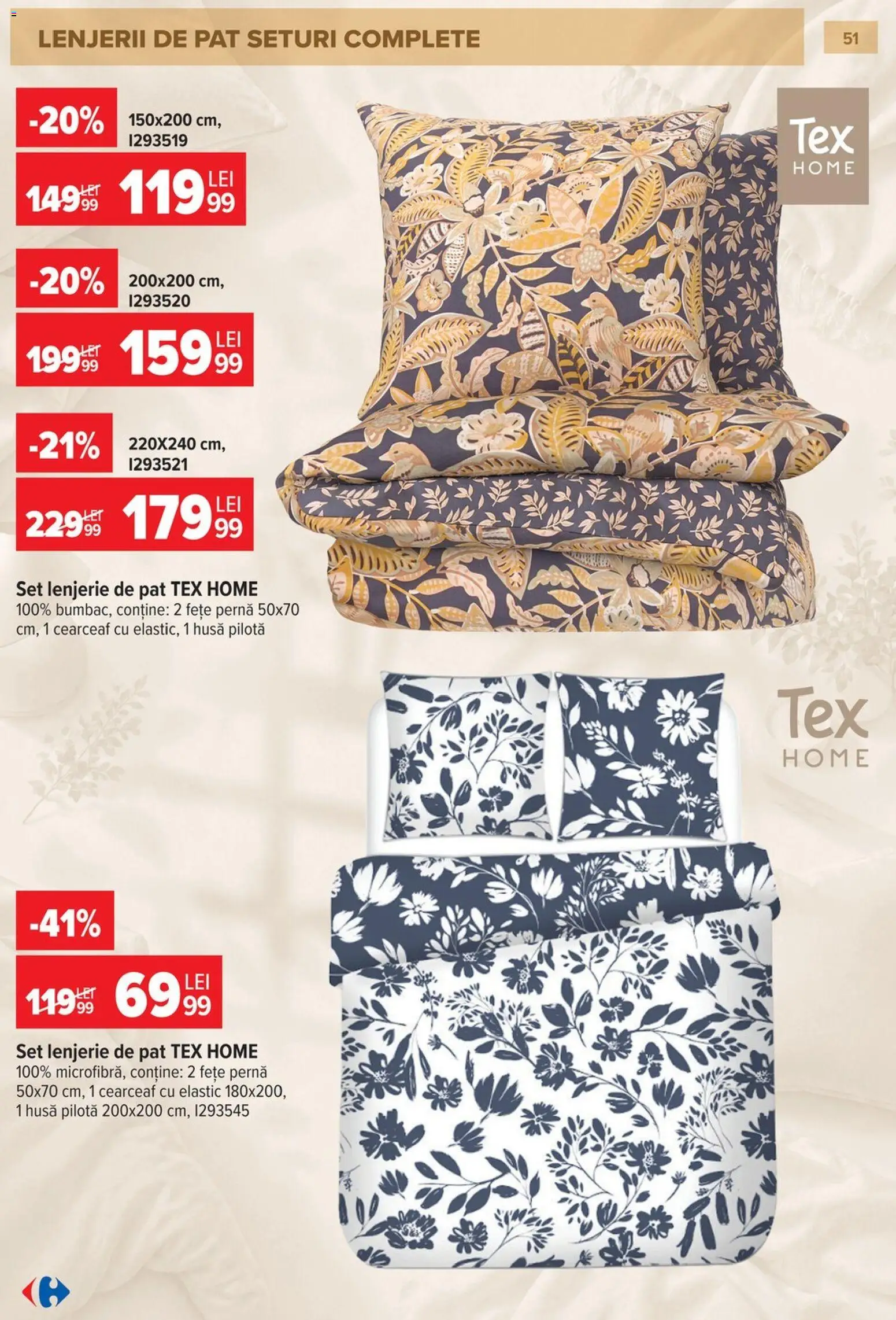 Catalog Carrefour 23 Septembrie - 26 Octombrie 2026 | Pagina 51 | Produse: Pat, Lenjerie de pat, Pilotă, Tex
