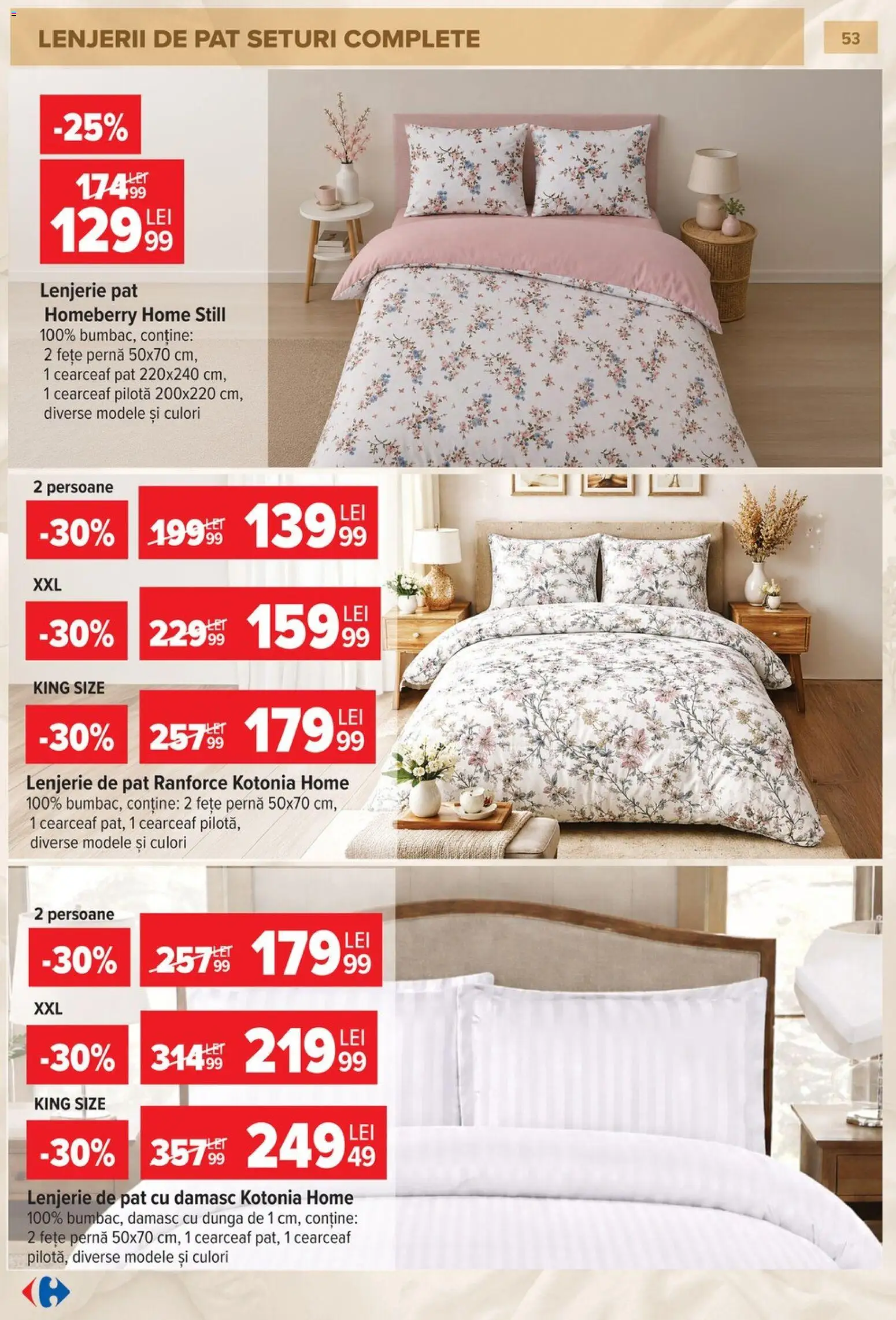 Catalog Carrefour 23 Septembrie - 26 Octombrie 2026 | Pagina 53 | Produse: Home Still, Pat, Lenjerie de pat, Pilotă