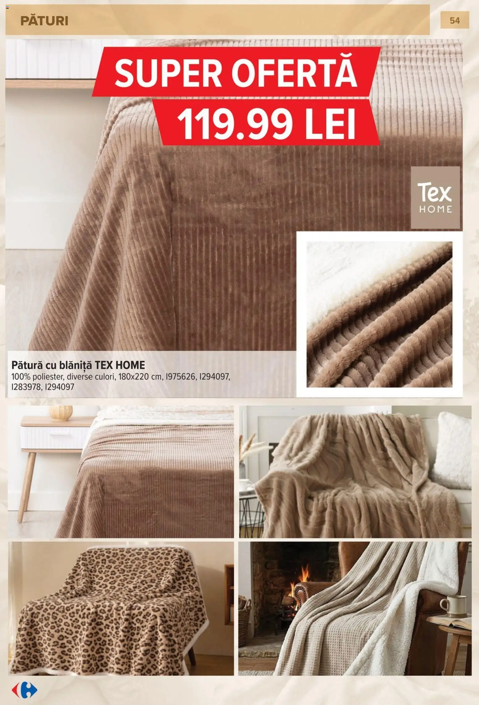 Catalog Carrefour 23 Septembrie - 26 Octombrie 2026 | Pagina 54 | Produse: Pătură, Tex