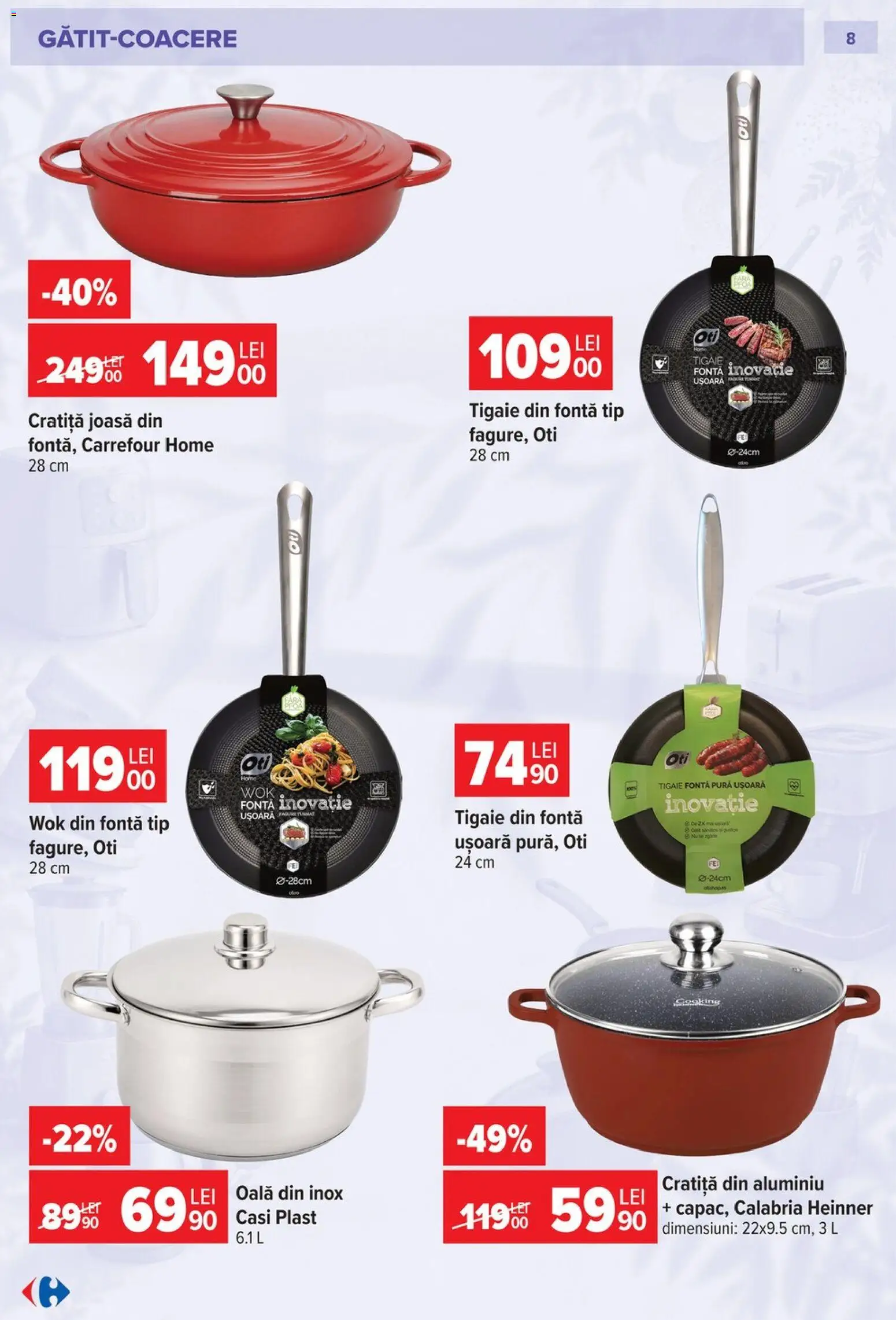 Catalog Carrefour 23 Septembrie - 26 Octombrie 2026 | Pagina 8 | Produse: Tigaie, Oală, Tip, Oti