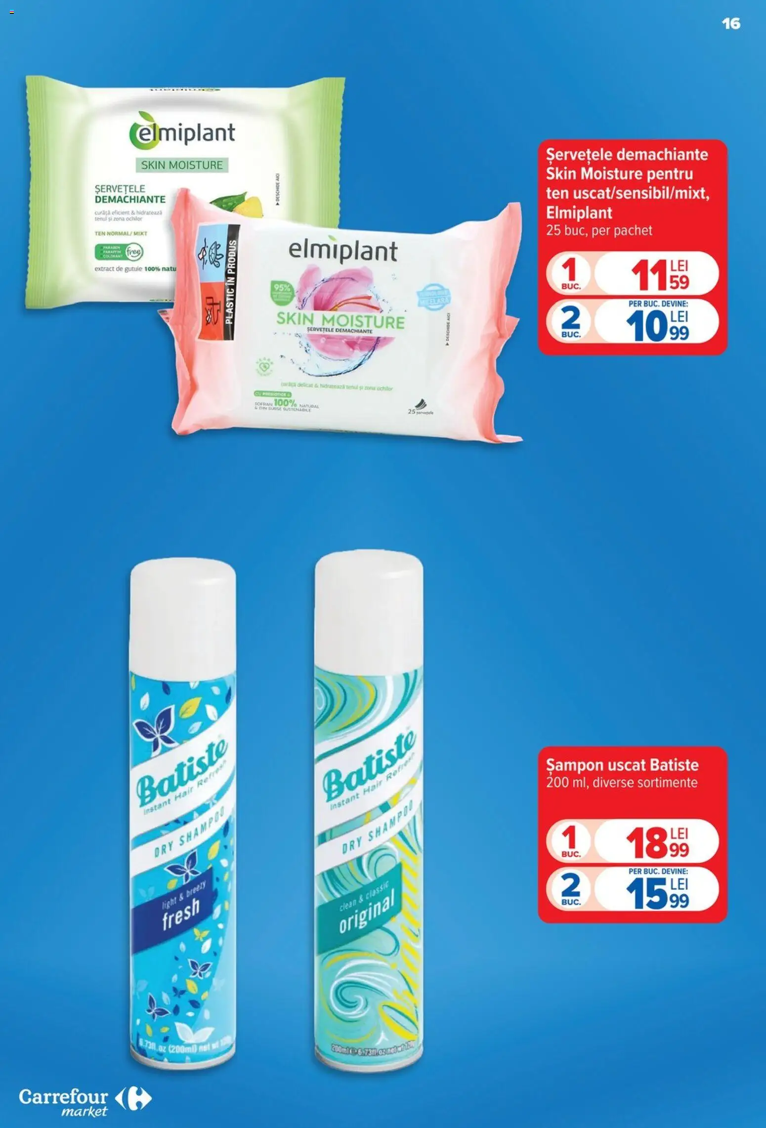 Catalog Carrefour 30 Septembrie - 12 Octombrie 2026 | Pagina 16 | Produse: Clean, Șampon, Șervețele demachiante, Șampon uscat