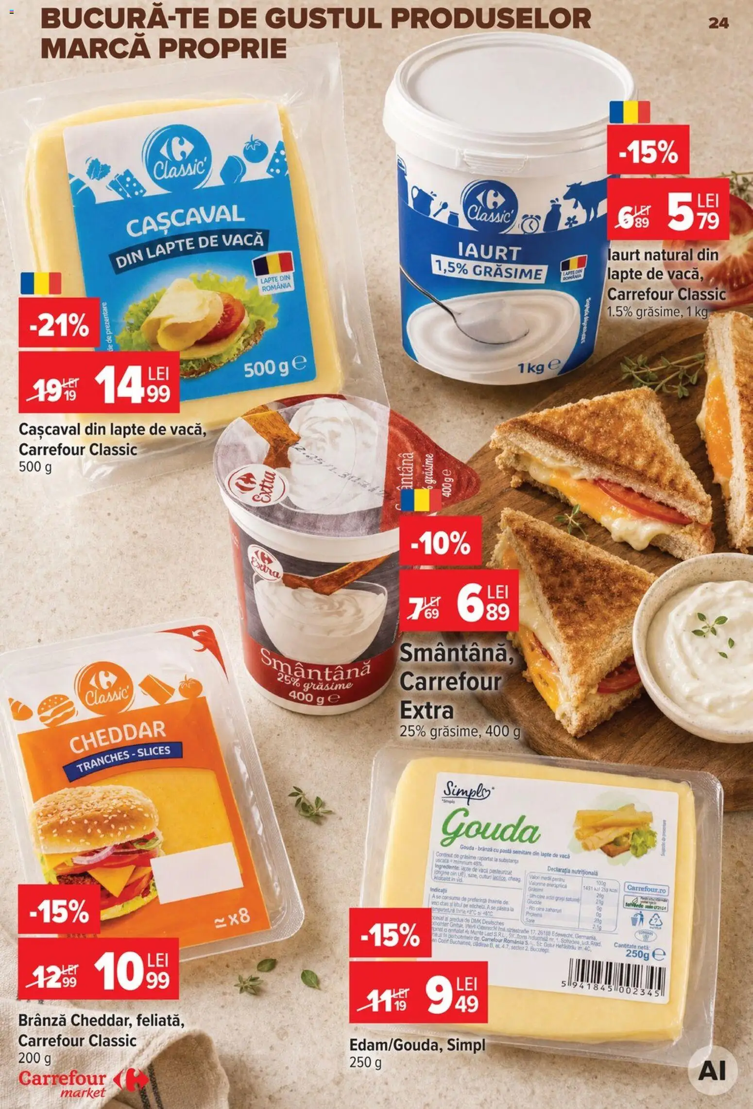 Catalog Carrefour 30 Septembrie - 12 Octombrie 2026 | Pagina 24 | Produse: Cașcaval, Lapte, Sare, Gouda