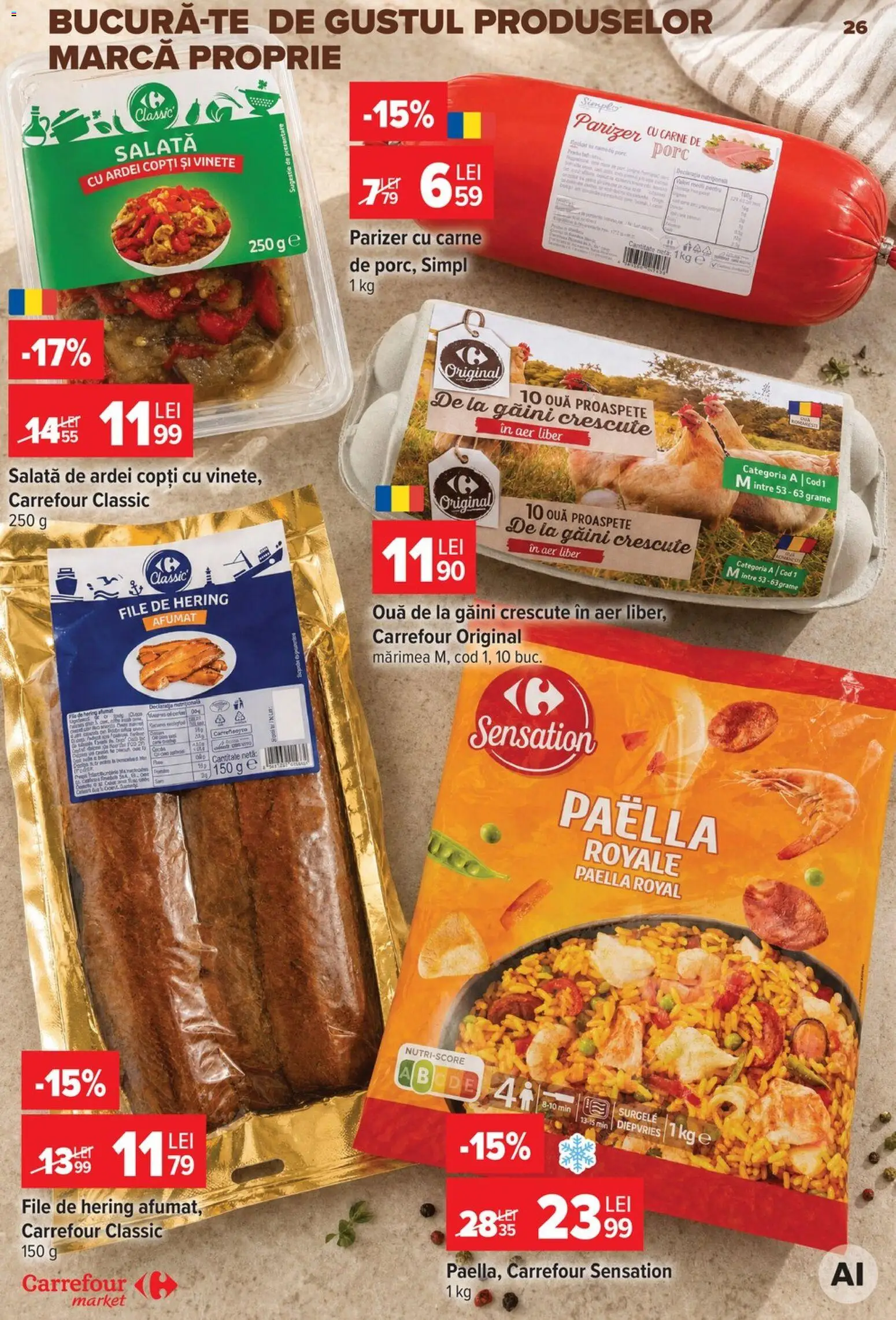 Catalog Carrefour 30 Septembrie - 12 Octombrie 2026 | Pagina 26 | Produse: Carrefour Classic, Ouă, Parizer, Salată
