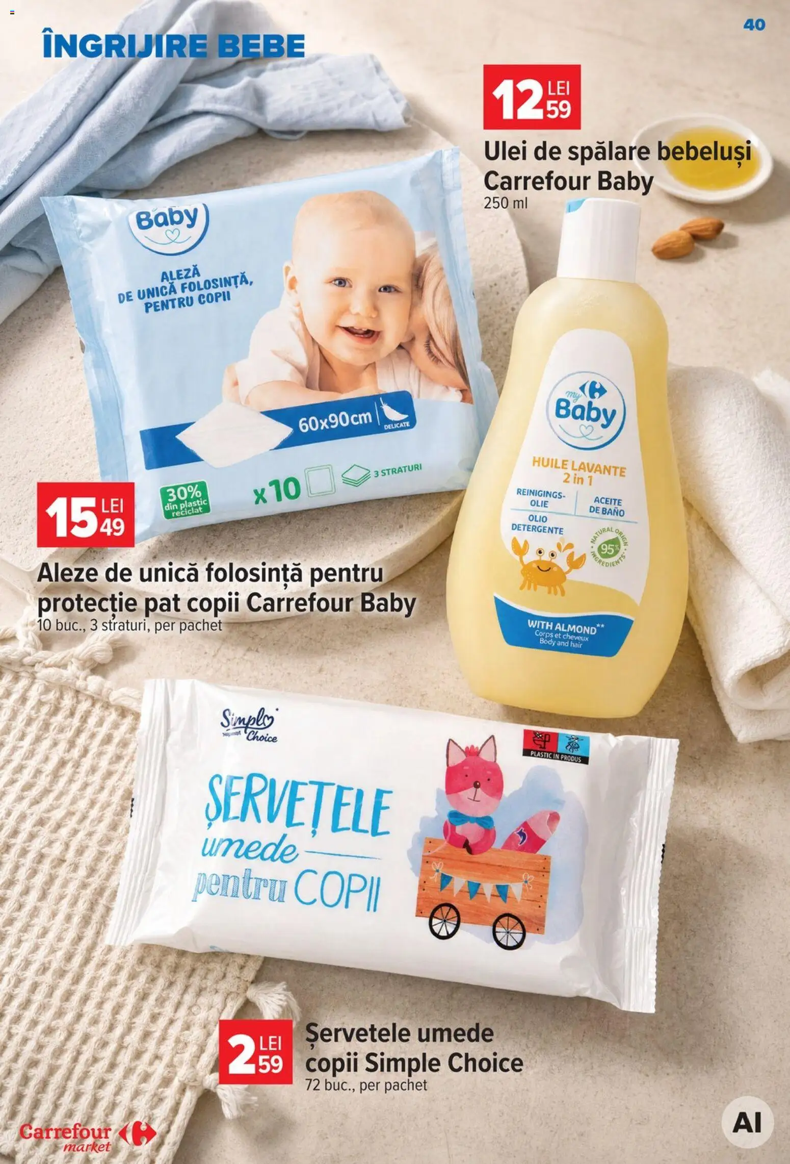 Catalog Carrefour 30 Septembrie - 12 Octombrie 2026 | Pagina 40 | Produse: Baby, Pat, Ulei, Șervețele umede