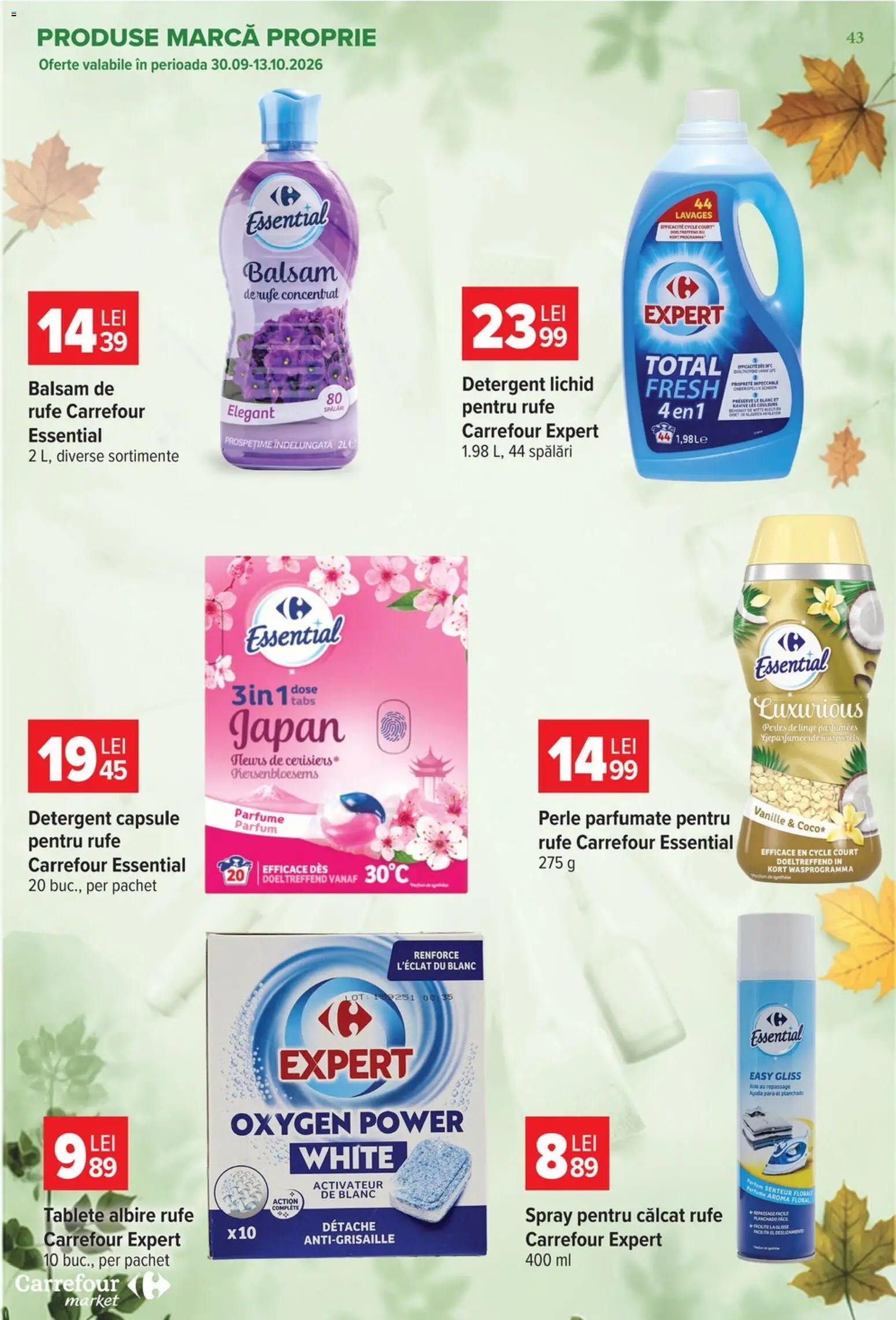 Catalog Carrefour 30 Septembrie - 12 Octombrie 2026 | Pagina 43 | Produse: Pară, Detergent Capsule, Balsam, Detergent